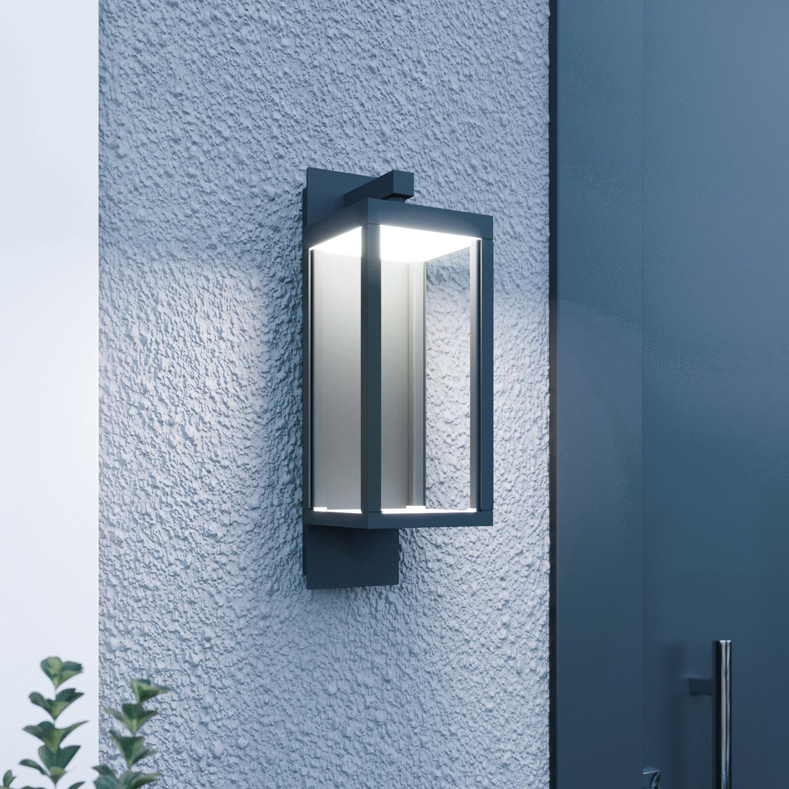 Aplique de exterior Smart LED Lucande Ferdinand, gris, Tuya