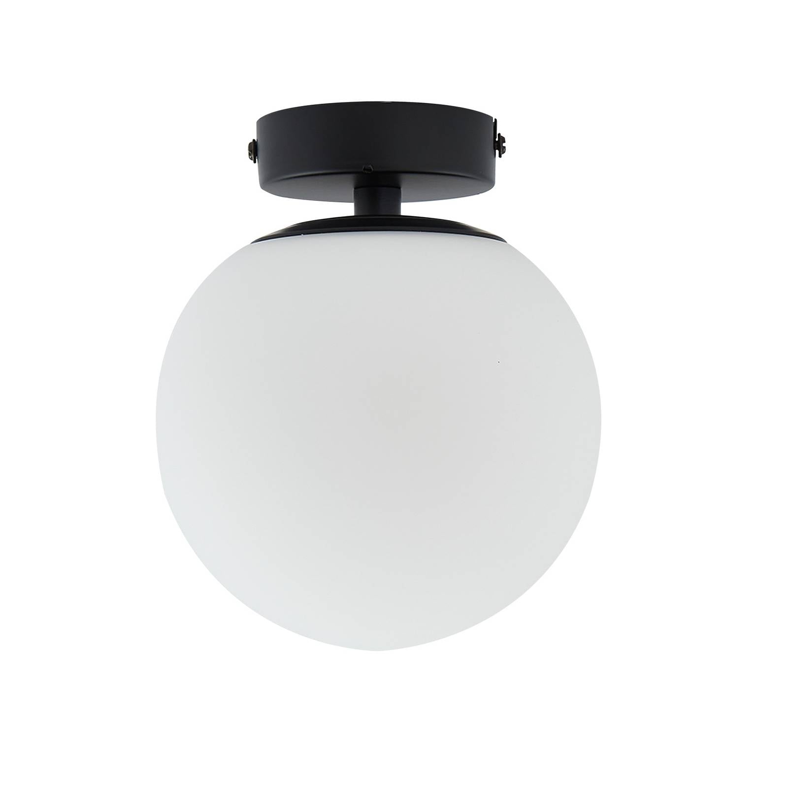 Lucande Deckenlampe Bidolo, schwarz, Glas, Ø 15 cm, IP44