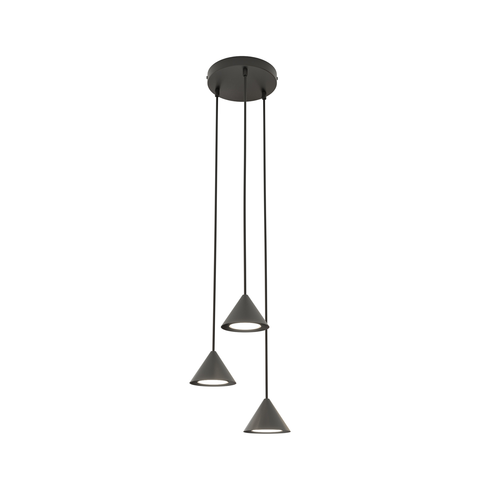 Candeeiro suspenso Elit, 3 lâmpadas, Ø 20 cm, preto, metal, GX53