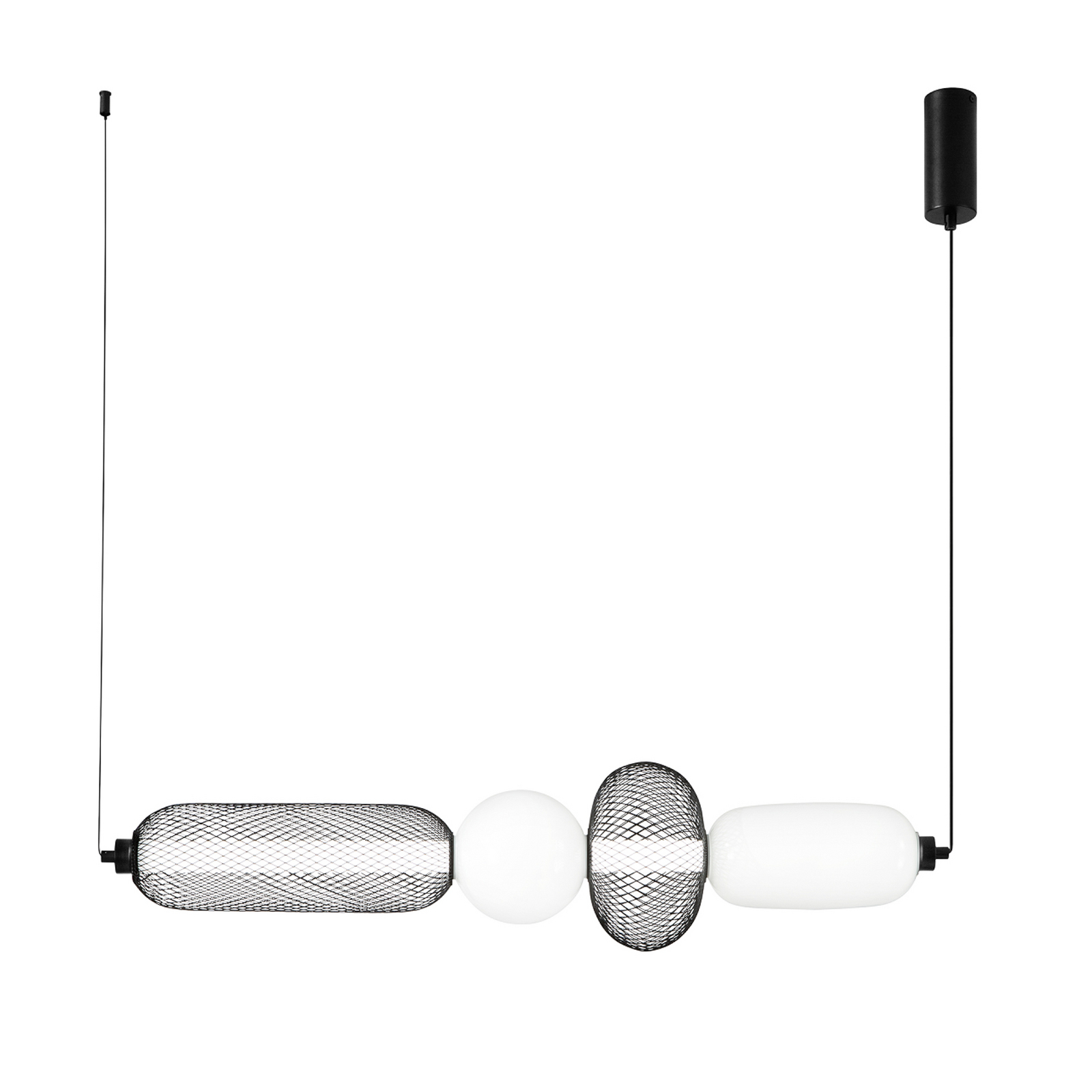 Candeeiro suspenso LED INKAS, altura 90 cm, preto, vidro/metal, CCT