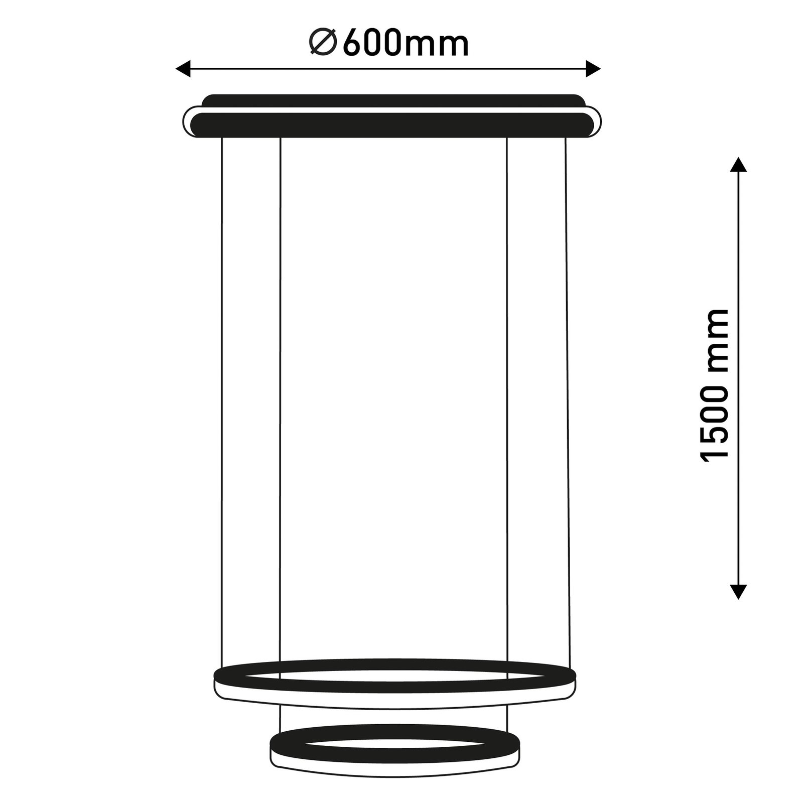LED hanglamp CCT, twee ringen, afstandsbediening