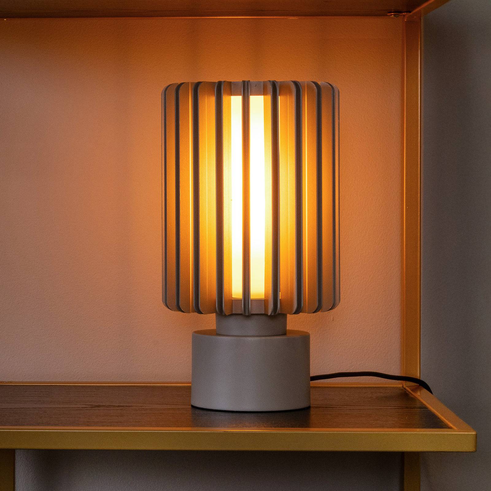 Tischleuchte Lambres, taupe, Höhe 27 cm, Metall günstig online kaufen