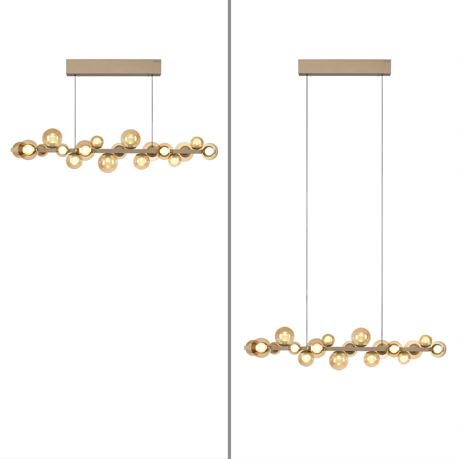 E-Popup LED-Hängelampe, bronce, Glas, CCT, 18-flg. - PURE E-Popup LED-Hängelampe, bronce, Glas, CCT, 18-flg. - PURE