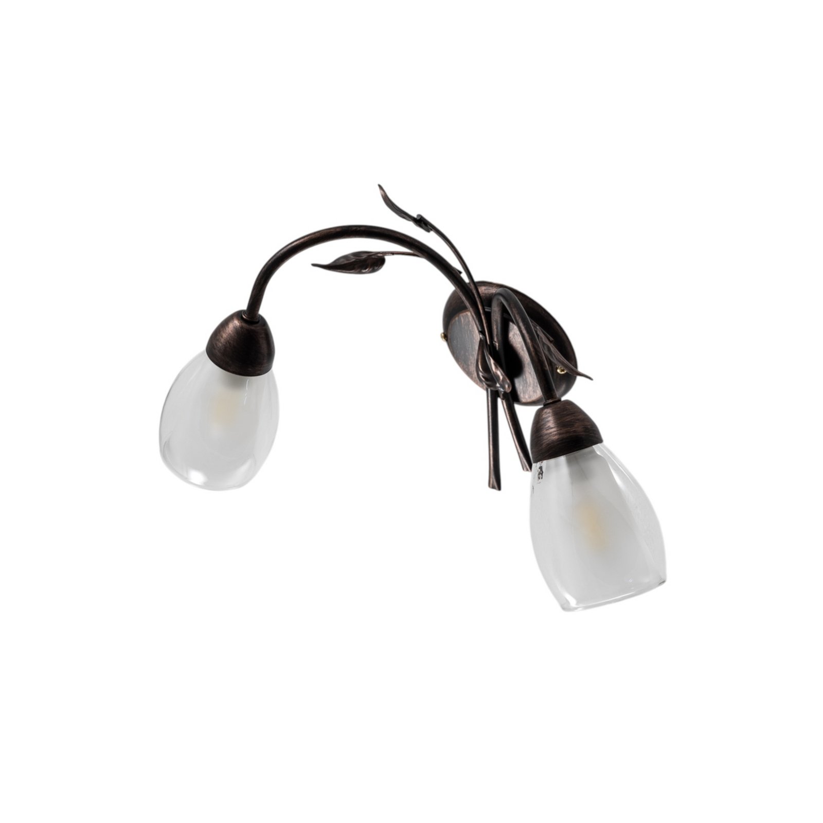 Vegglampe Liliana, 2 lyskilder, svart, rødgull, metall