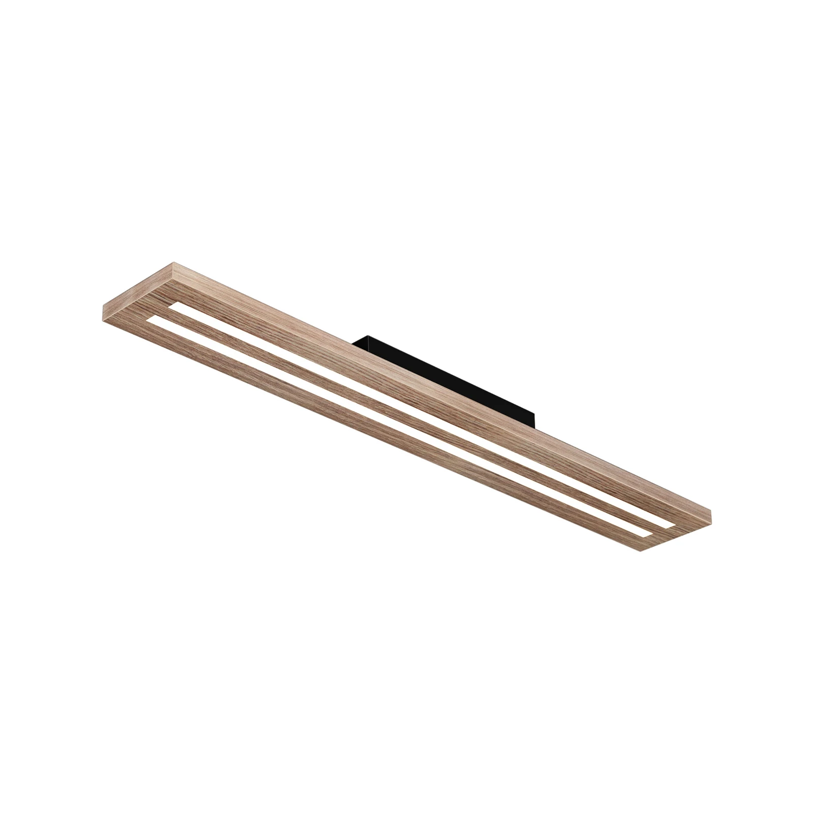 Woody plafón LED, longitud 80 cm, roble/negro, 3.000 K