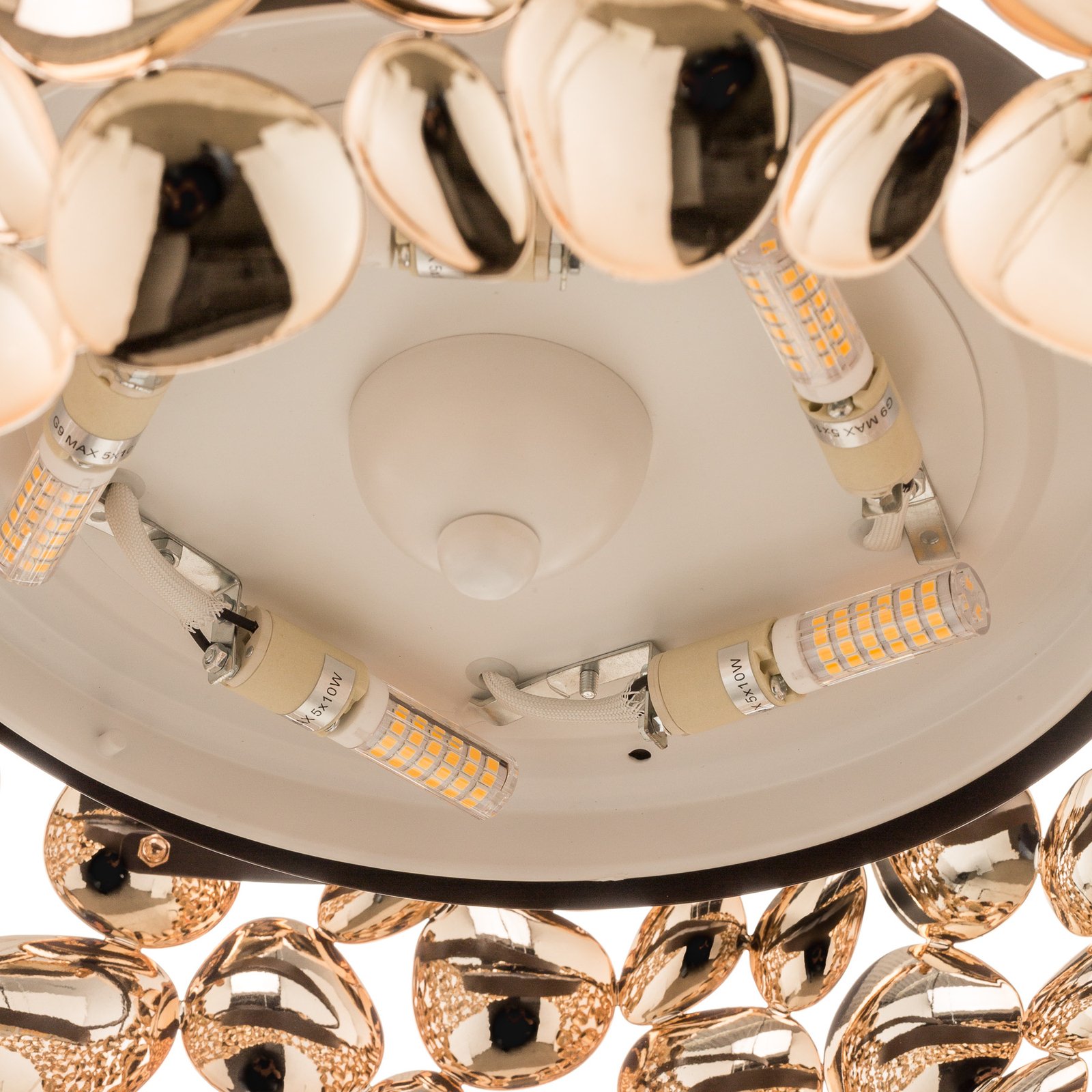 Lampa wisząca LED Narisa Ø 46 cm różowe złoto/brąz