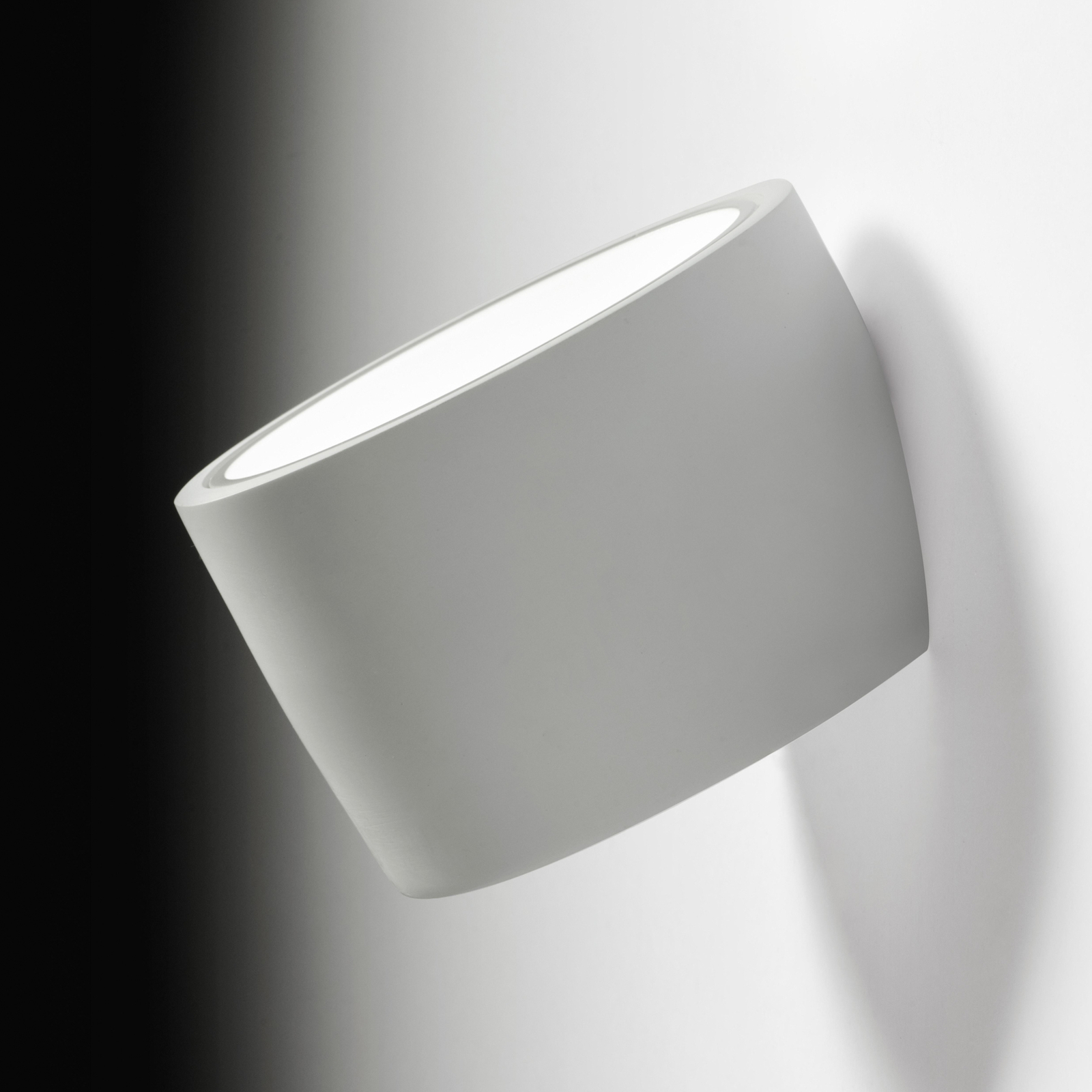 Nasso wall light, white, round, Ø 12 cm, plaster, GX53