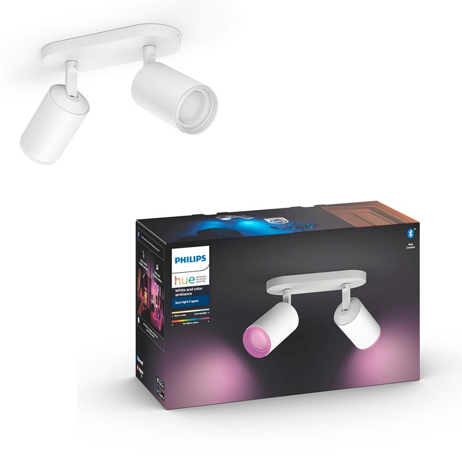 Fugato Spot 2 Plafonieră Bluetooth White/Color Amb. White - Philips Hue