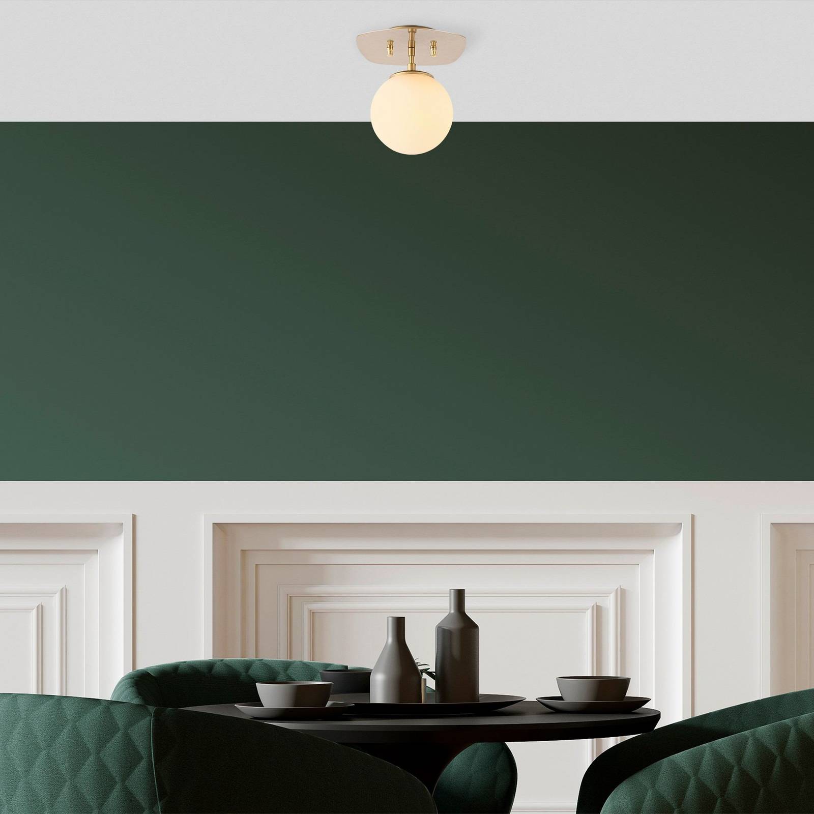 Lampa sufitowa Well, złota, szkło, Ø 20 cm, E14