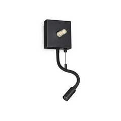 Ideális Lux fali lámpa Kid fekete szövet LED olvasólámpa USB port