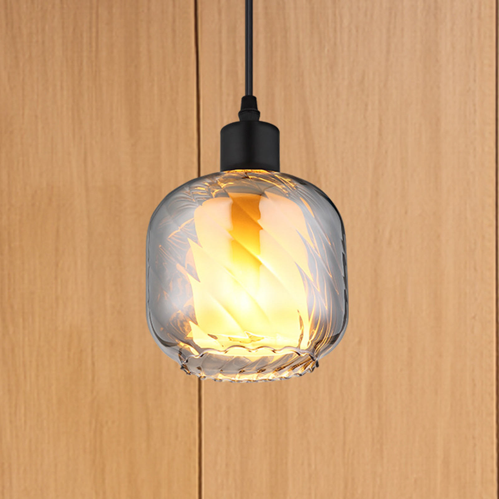 Globo Lampă suspendată Xia Ø 14 cm gri fumuriu sticlă - Camera de zi / sufragerie - gri fum negru opal