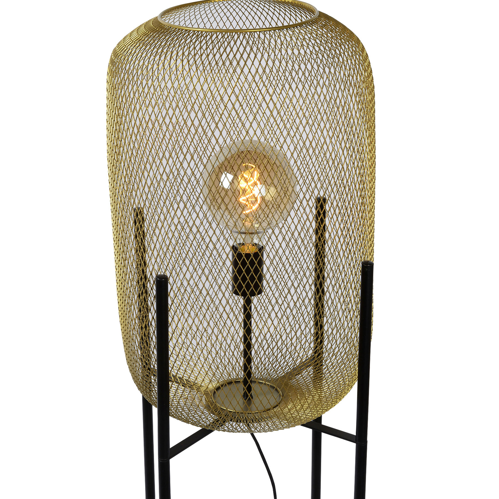 Mesh floor lamp with four legs, gold