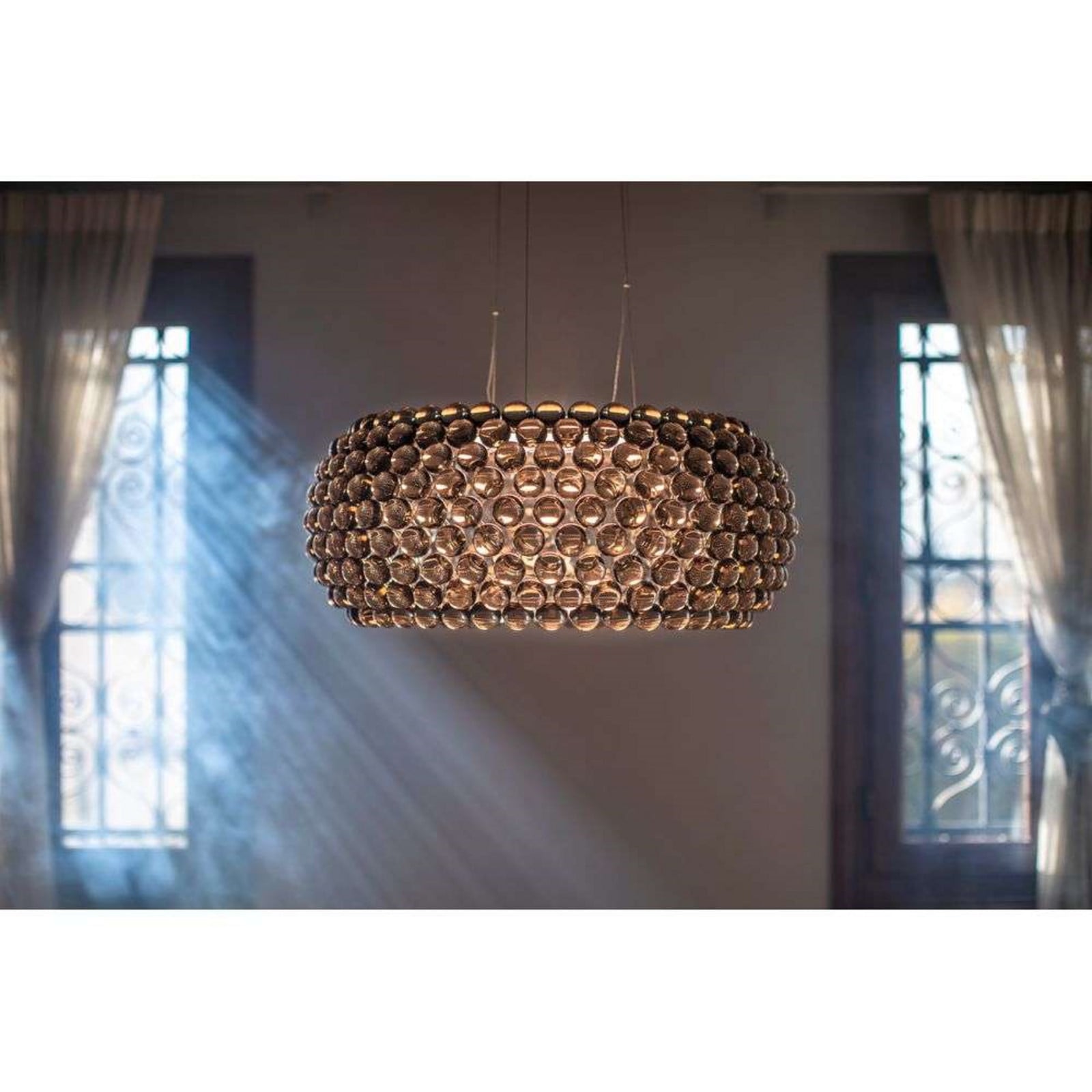 Caboche Plus Grande LED-hængelampe, grå, smart Foscarini - Spisestue - Glas
