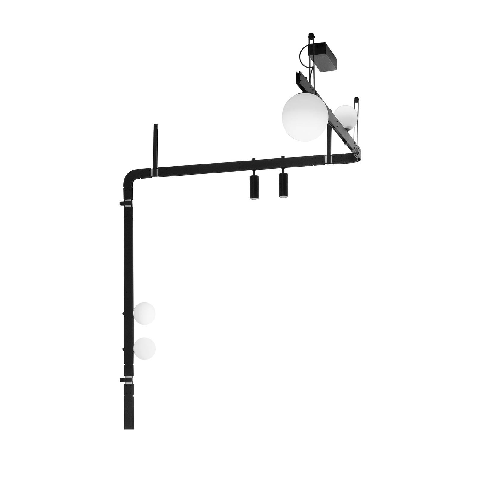 karman - stant kinkiet led czarny 6-punktowy, do salonu / jadalni, aluminium, metal, szk?o, 8.4w, wys. 165 cm