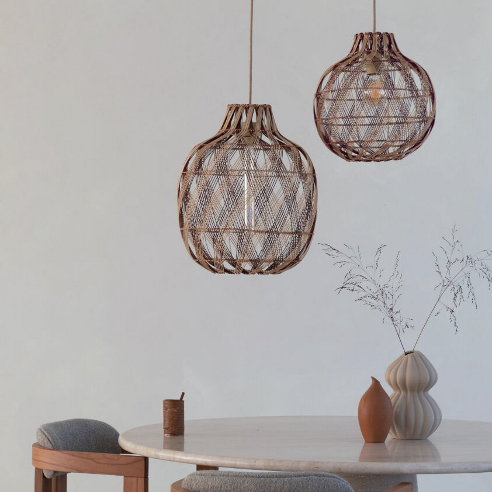 GOOD & MOJO Suspension Mendoza, naturel/rouge, Ø 35 cm, bambou