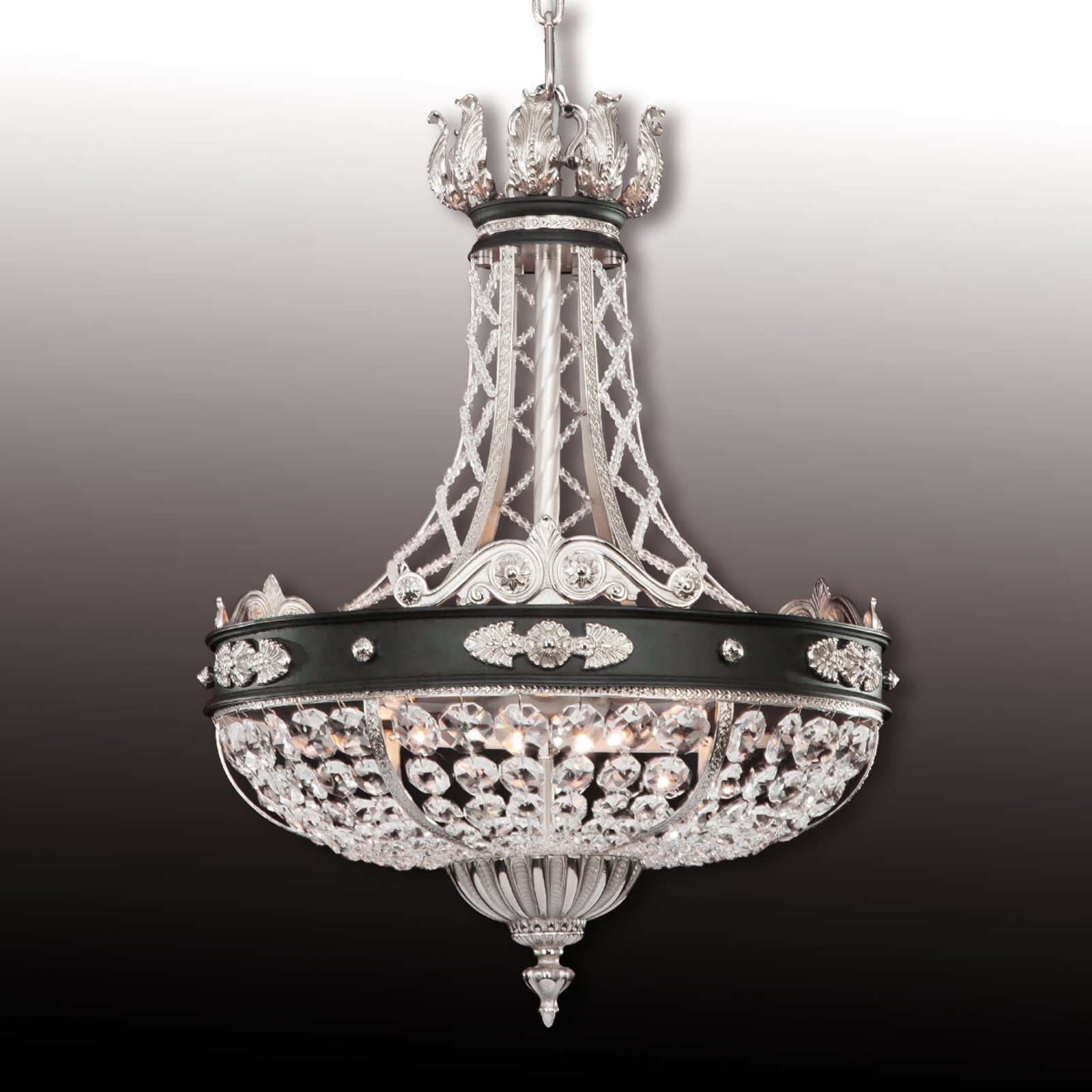 RIPERLamP Magnificent crystal hanging light Henry, for Living / Dining Room, metal, Asfour crystals, E27, 60 W, energy efficiency: A++, H: 78 cm