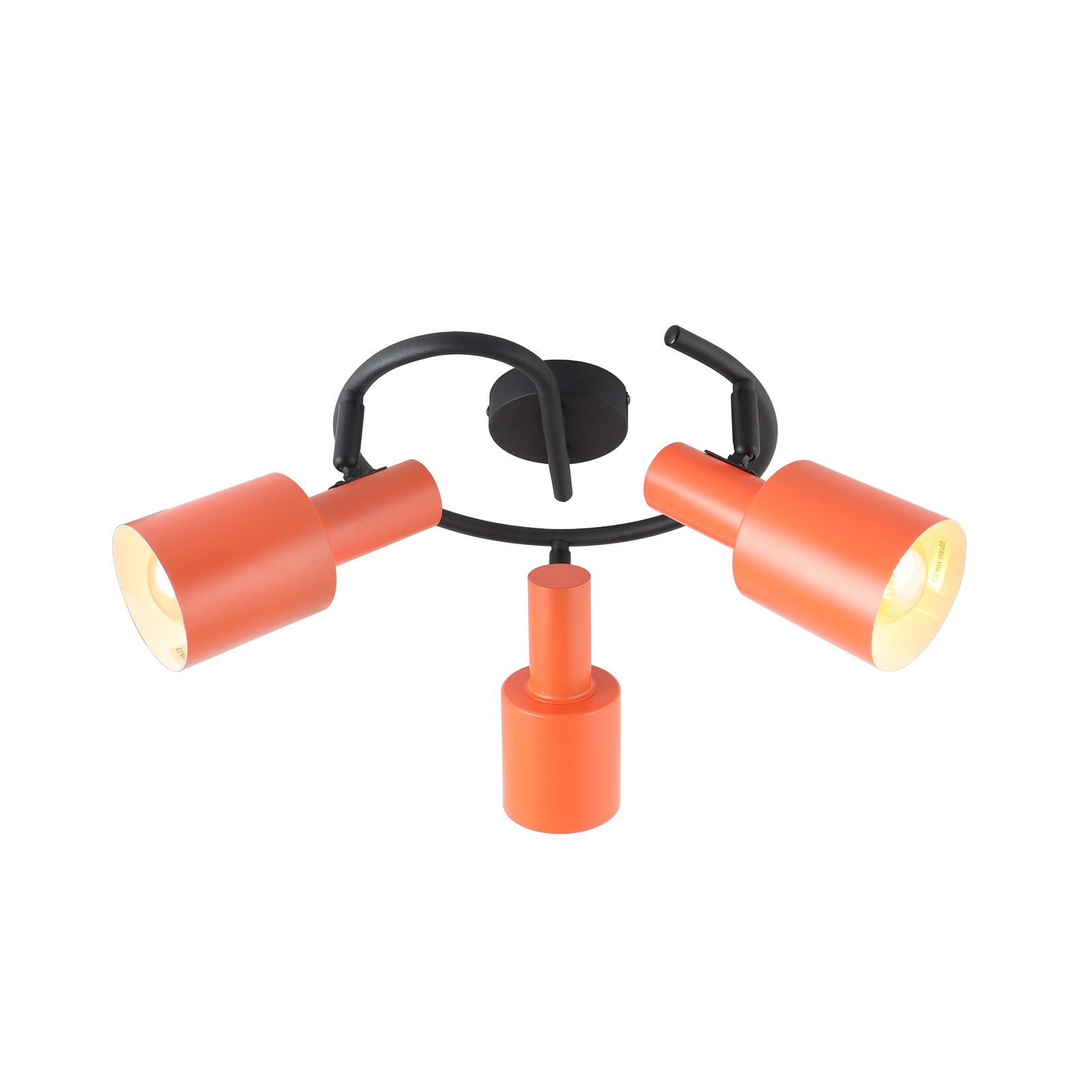 Lindby downlight Ovelia, orange/black, round, 3-bulb.