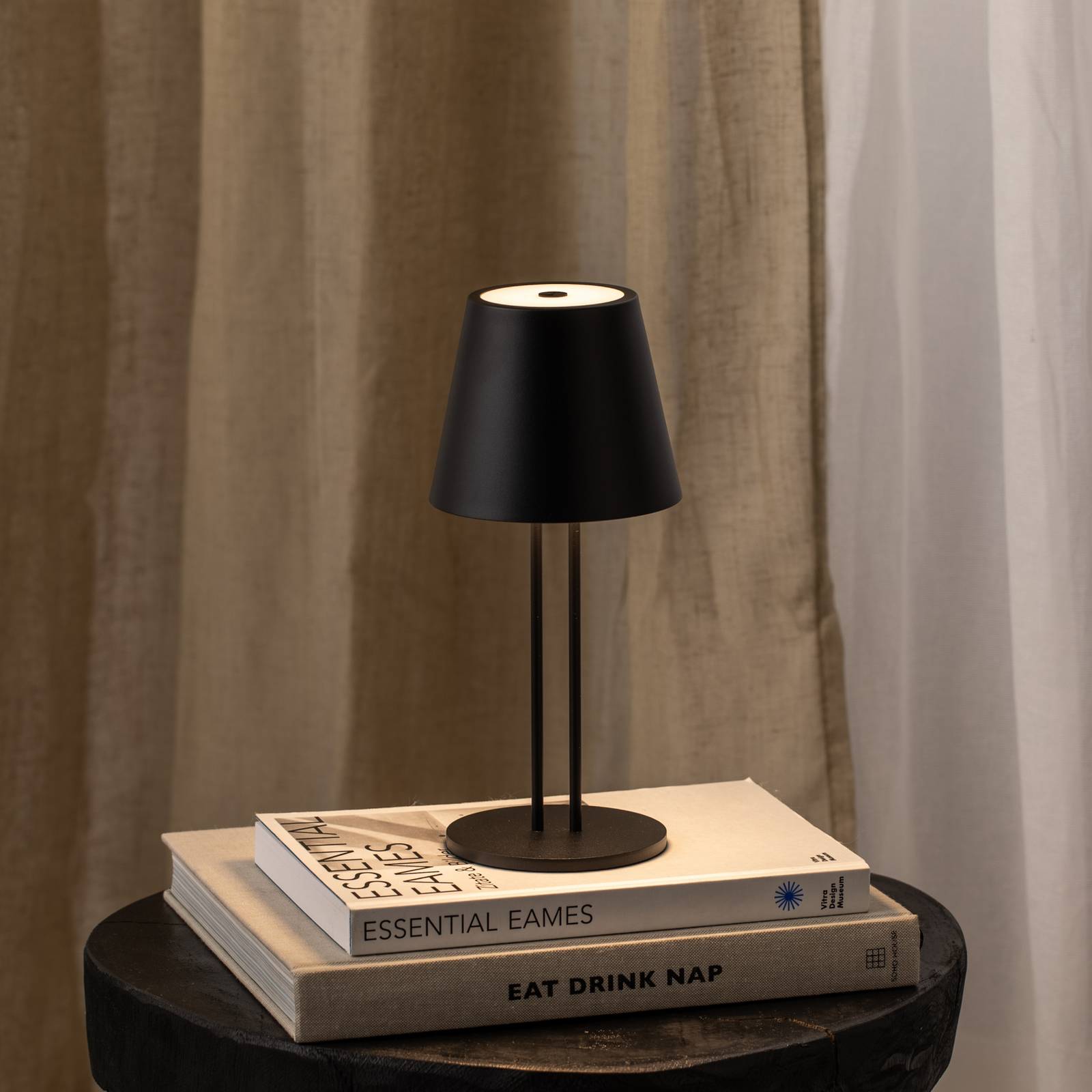 Akumulatorowa lampa stołowa LED Janea TWIN, czarny, metal, Lindby
