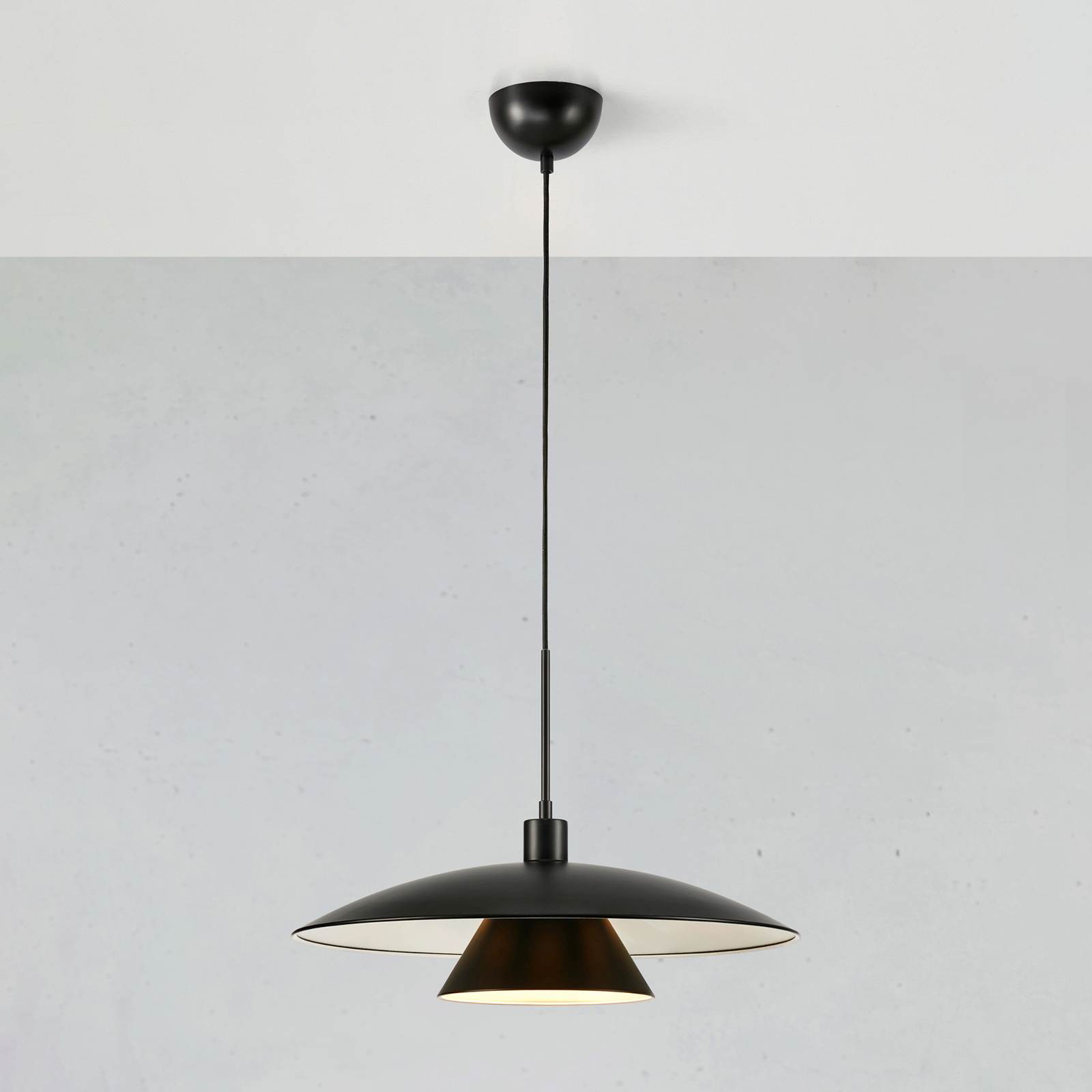 Millinge pendant light, metal lampshade, white