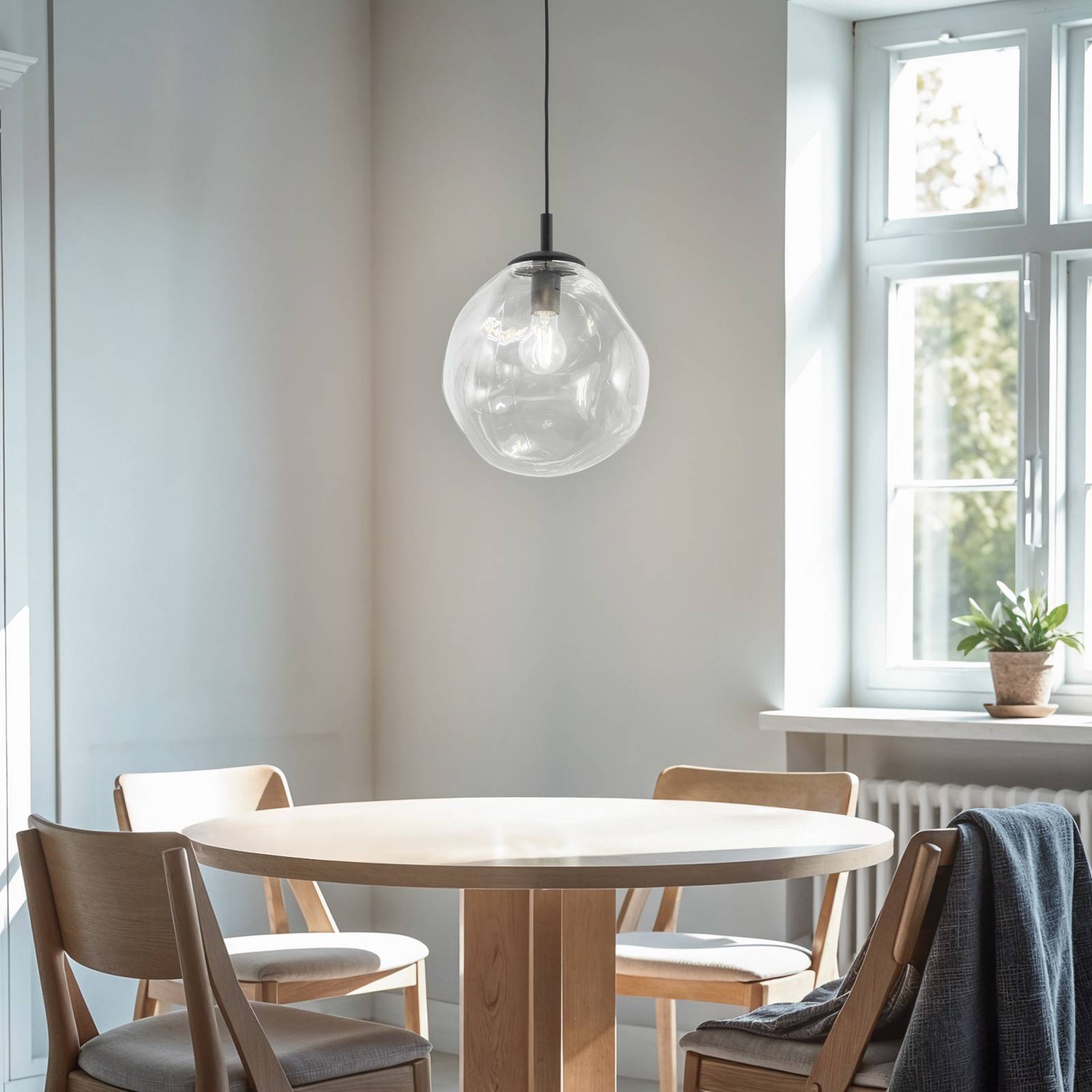 Lampa wisząca Sol Mini, szkło, Ø 25 cm, czarny/przezroczysty