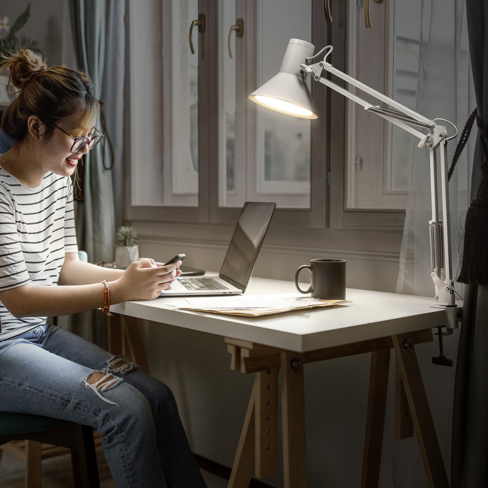 OSRAM LED spaustuvinė lempa „Office Line Desk Retro“, balta, 3000 K