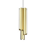 Suspension LED IDEAL LUX Dorica, laiton, Ø 9 cm, métal, à 3 lampes