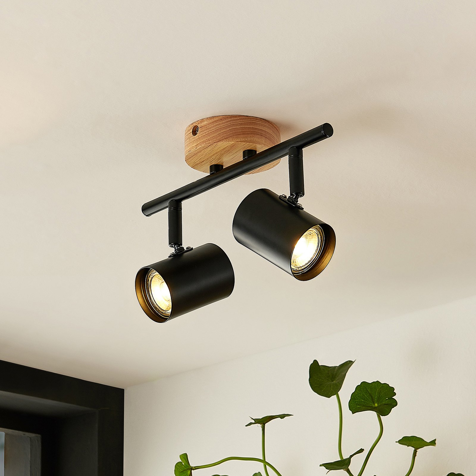 Xiomara 2 Lampa Sufitowa Black/Light Wood - Lindby
