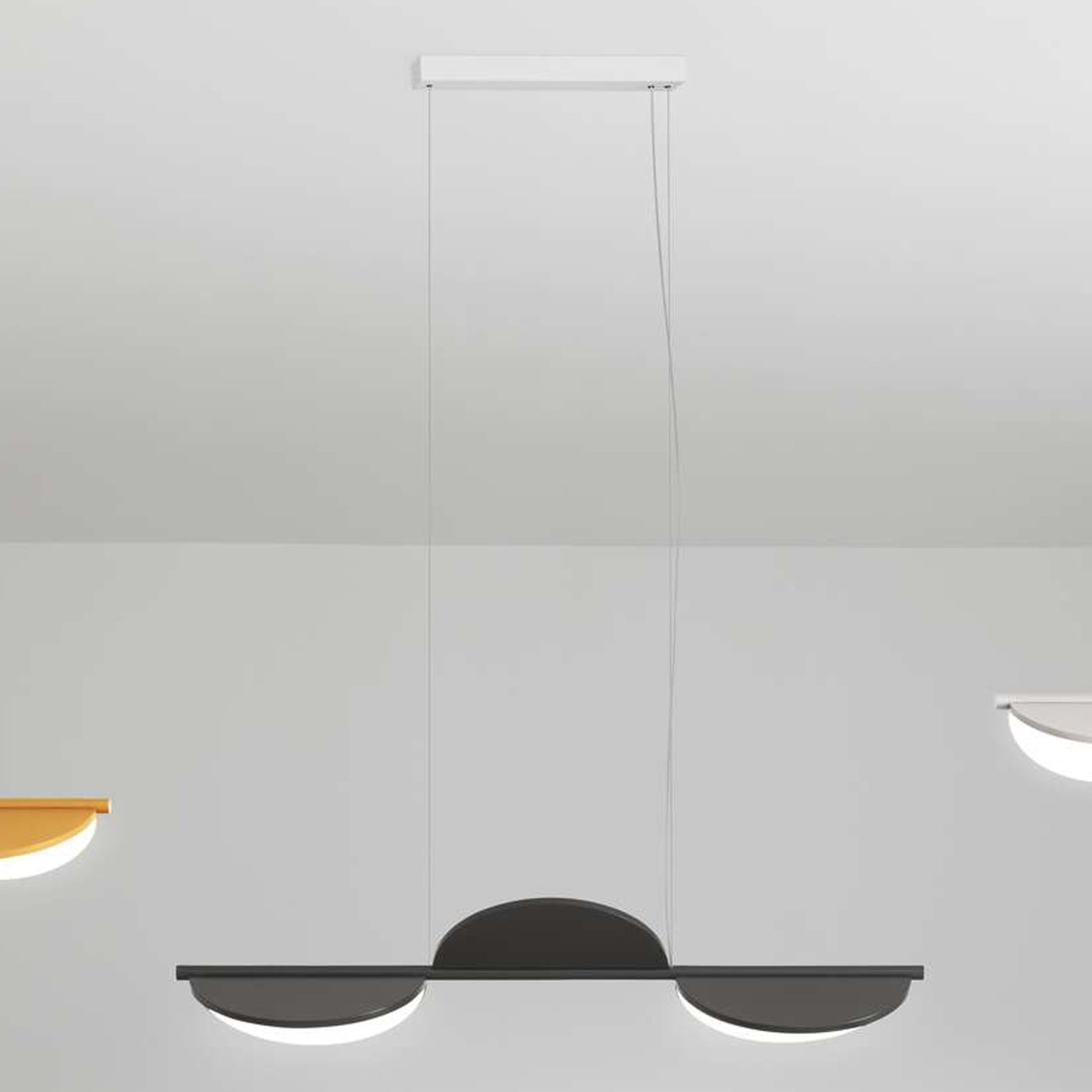 FLOS Almendra Linear LED hanging light 3-bulb grey