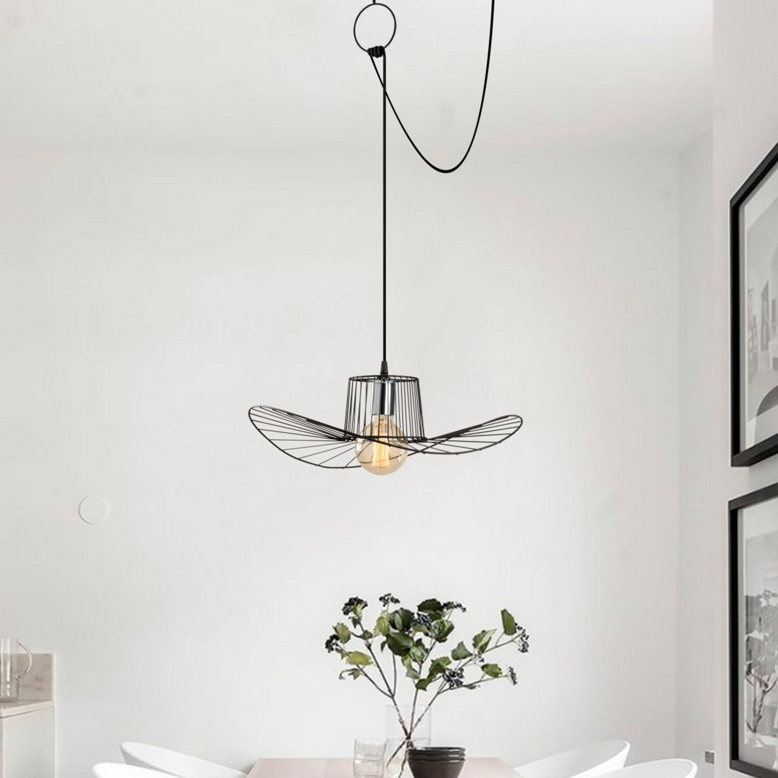Opviq Lampă suspendată Tel 6726 Ø50cm negru descentralizată - Camera de zi / sufragerie - modern - Metal