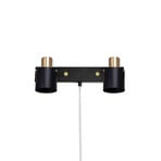 Clark 2 Vägglampa Black/Brushed Brass - Globen Lighting