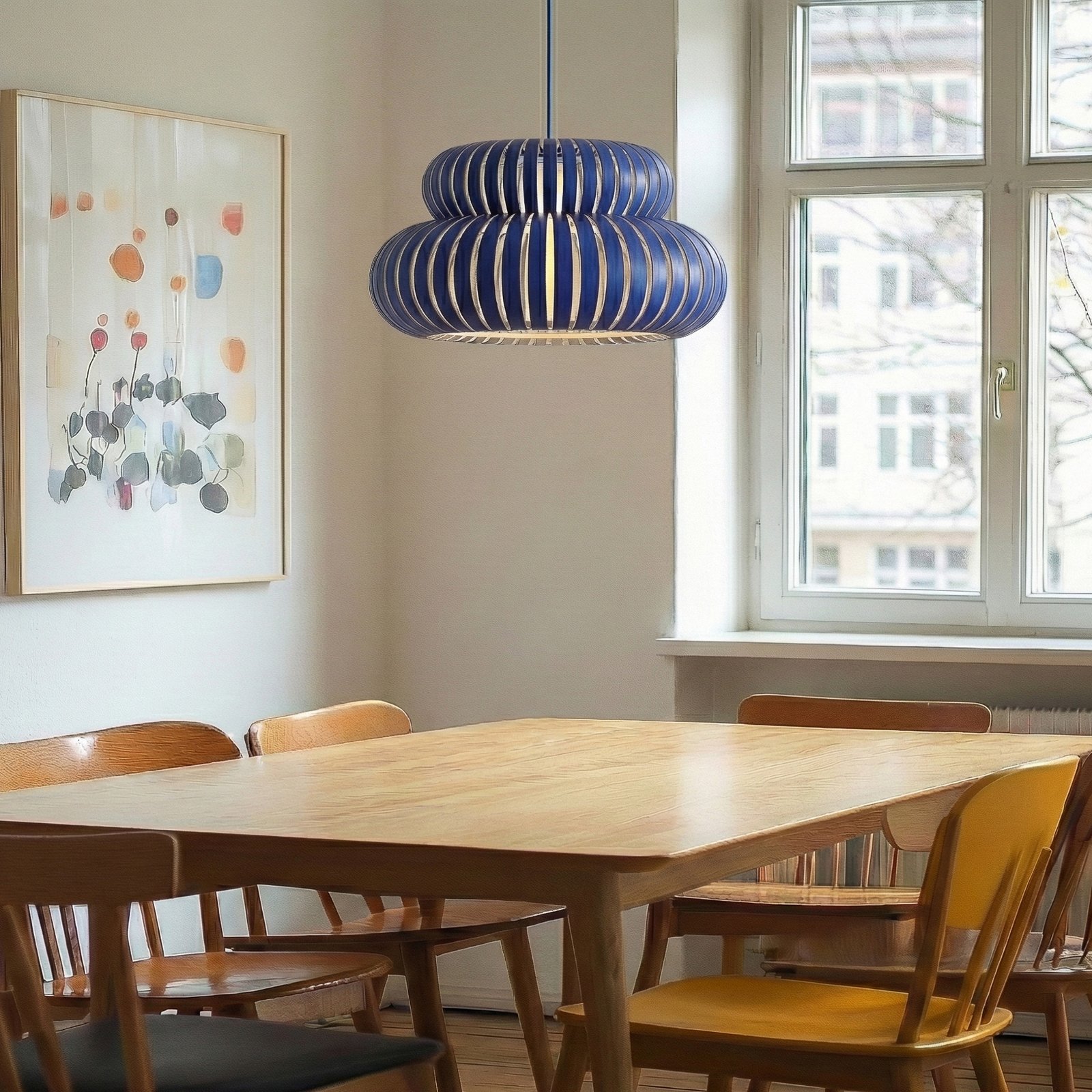 Żyrandol Lucande Slice, niebieski, metal, Ø 48 cm Żyrandol Lucande Slice, niebieski, metal, Ø 48 cm