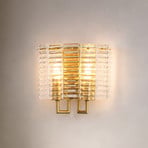 Wandleuchte Flute, goldfarben/klar, Glas, Metall, E14