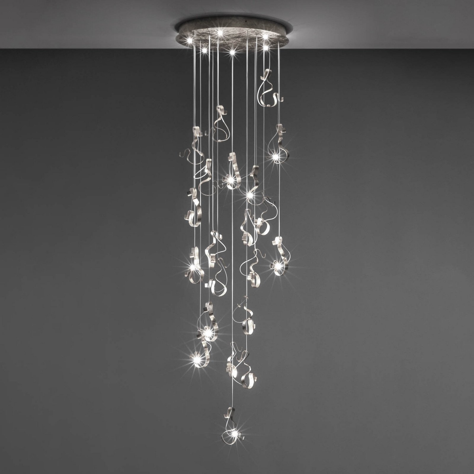 Knikerboker Curve lampă susp LED 20 becuri argint