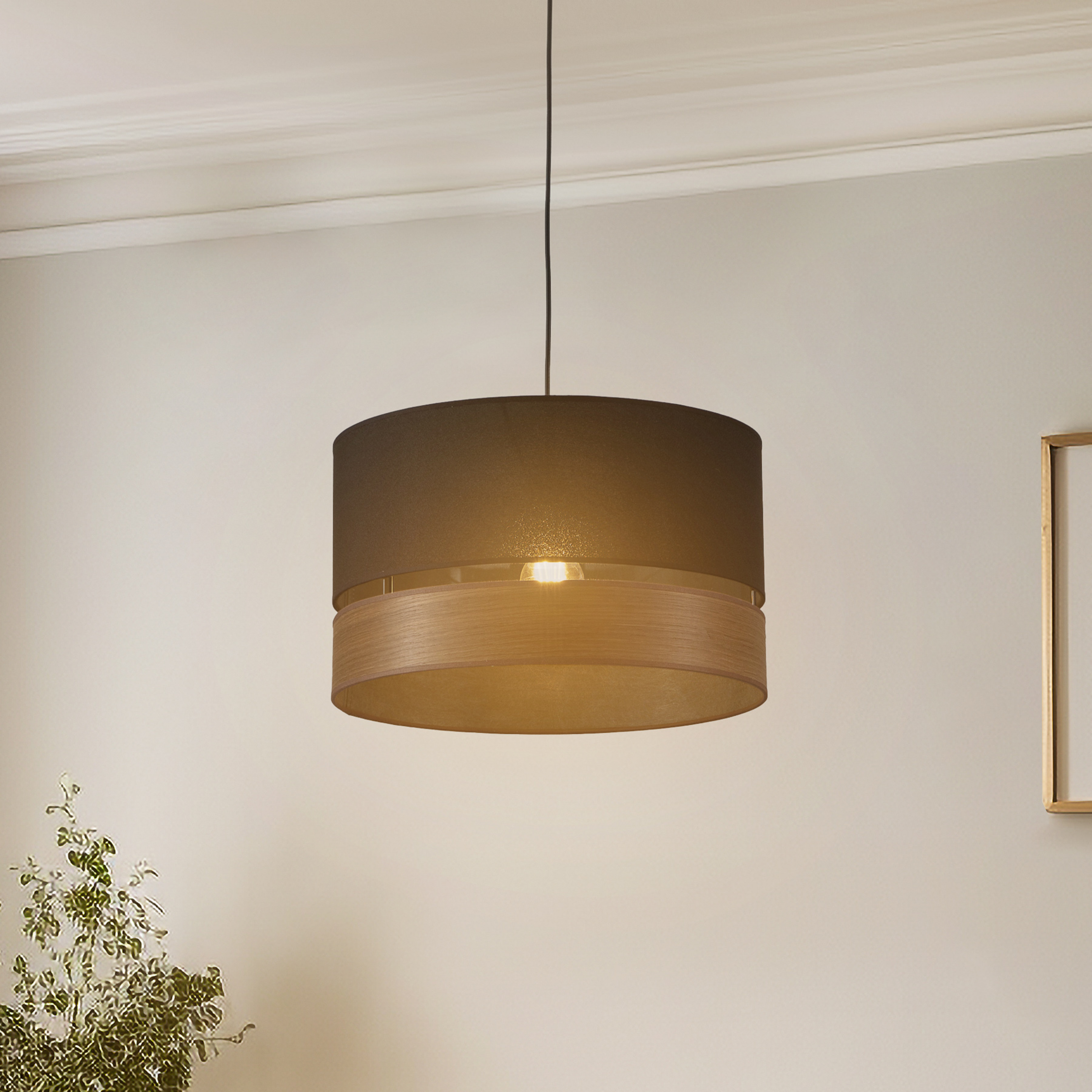 Euluna Levo Hängelampe, Ø40cm eiche dunkel/schwarz