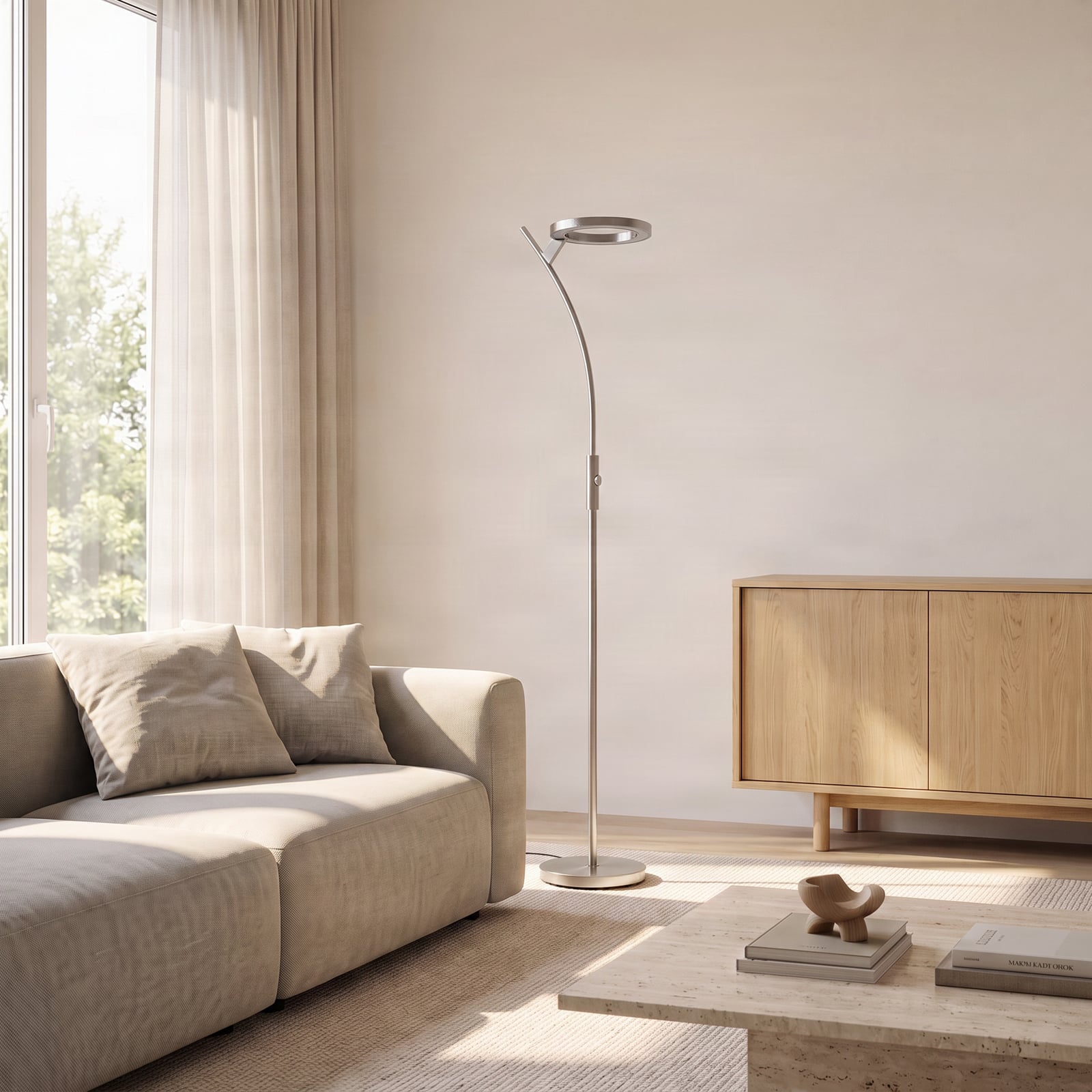Lindby LED-gulvlampe Darion, grå, metall, dimbar, 180 cm Lindby LED-gulvlampe Darion, grå, metall, dimbar, 180 cm