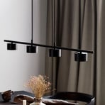 LED-pendellampe Clyde, 4 lyskilder, svart, lengde 115 cm