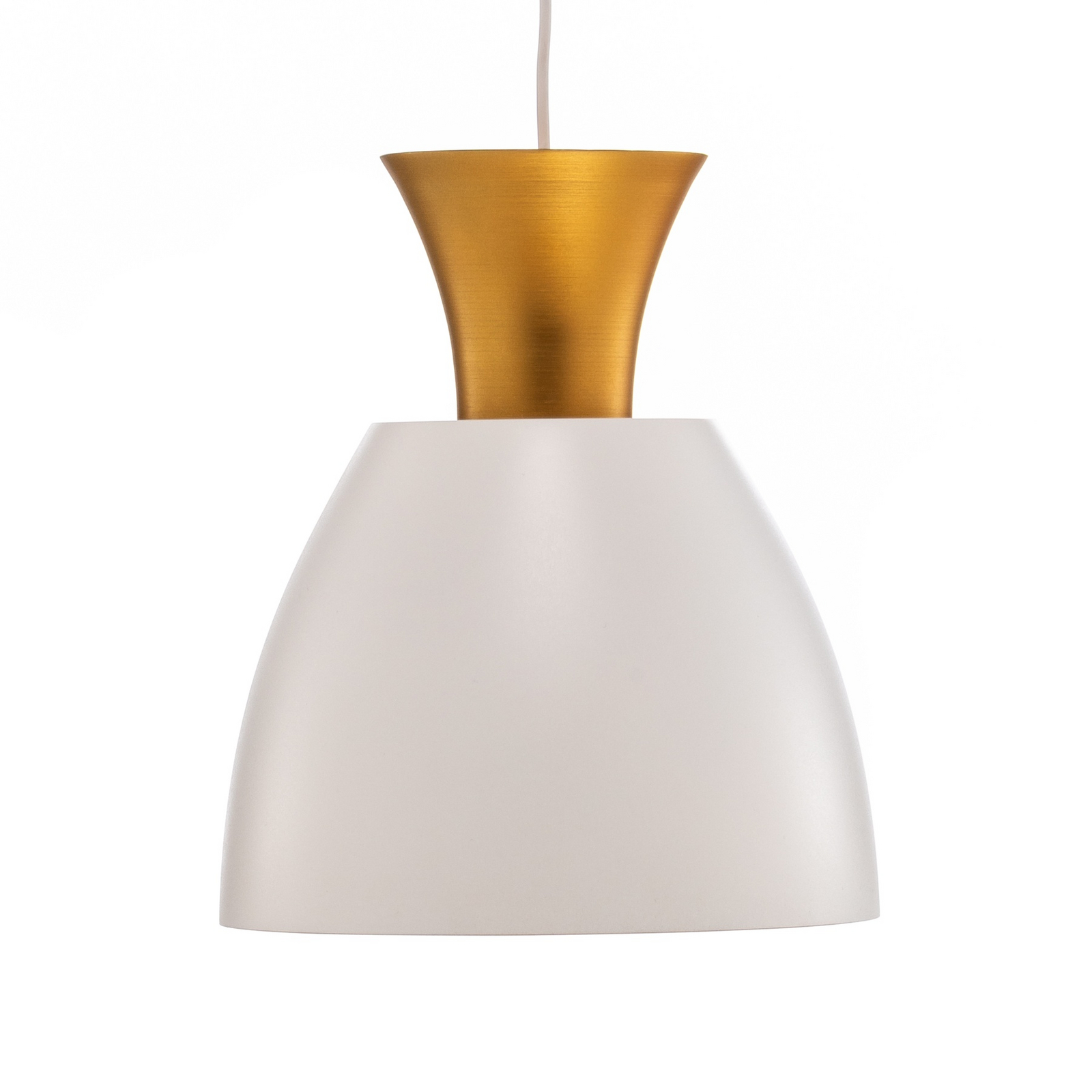 Candeeiro suspenso LED Studio Line 51277, branco/latão, Ø 20 cm