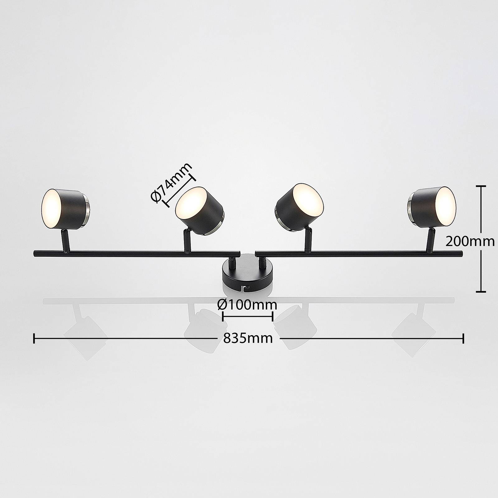 Lindby Marrie reflektor LED, czarny 4-punktowy