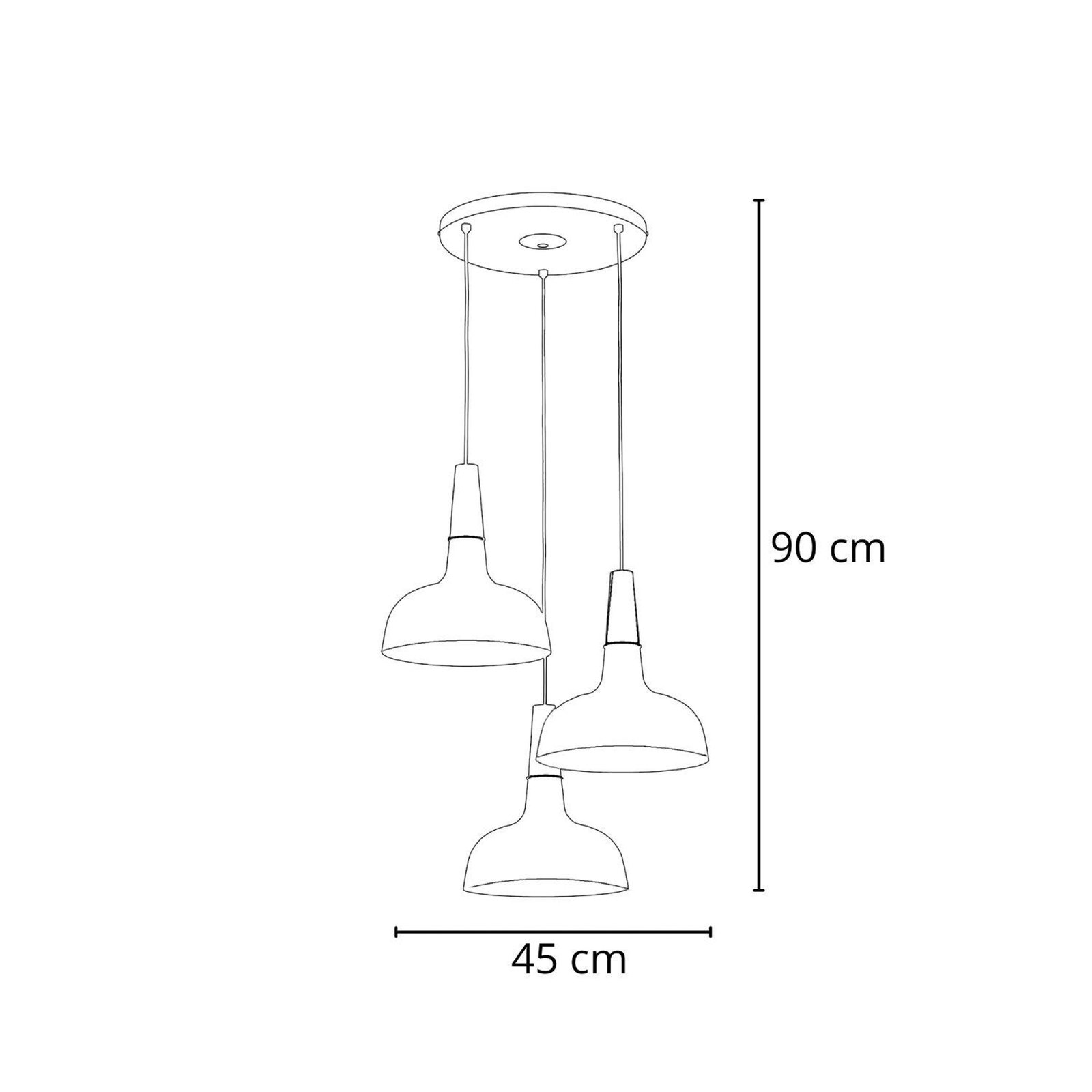 Goxa viseća svjetiljka, okrugla, 3 žarulje, crna, Ø 45 cm, metal