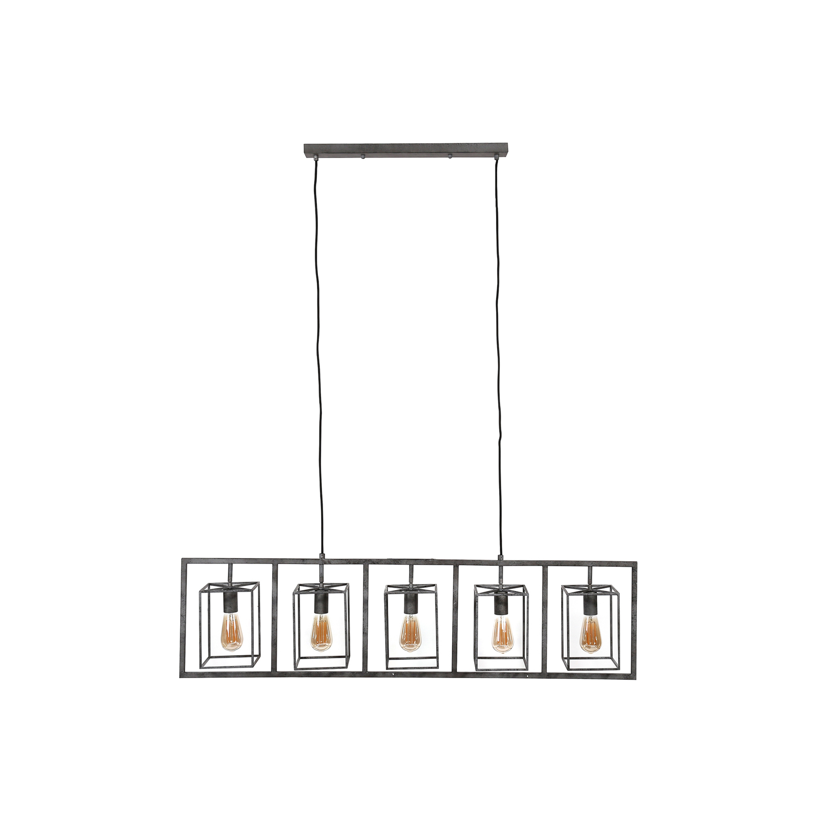 Hanglamp Perpendillu, 5-lamps, zilver antiek