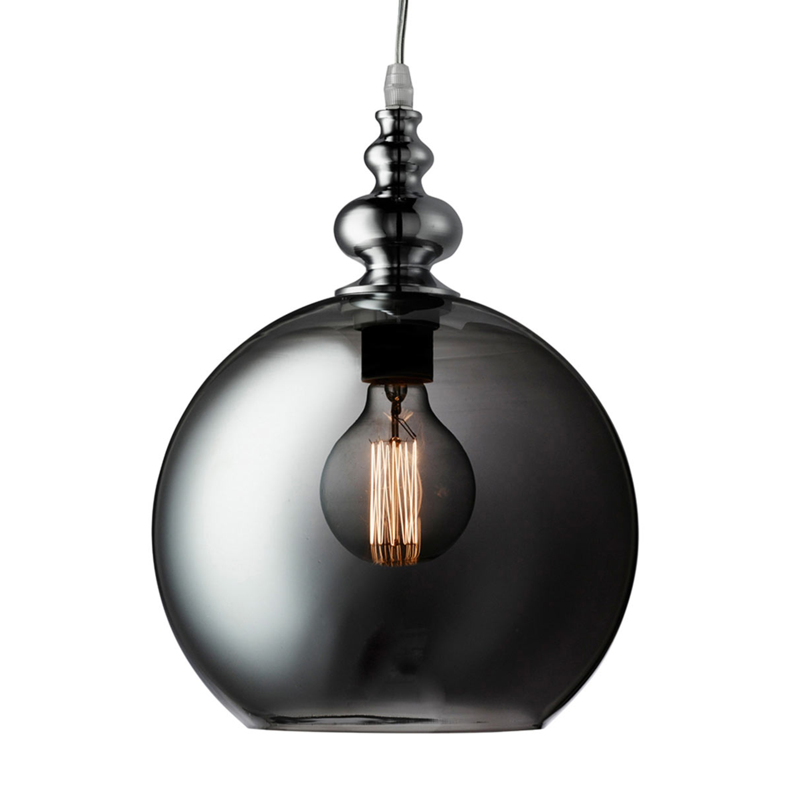 Searchlight Indiana smoked glass pendant light, for Living / Dining Room, smoked glass, metal, E27, 10 W, energy efficiency: A++, H: 22 cm