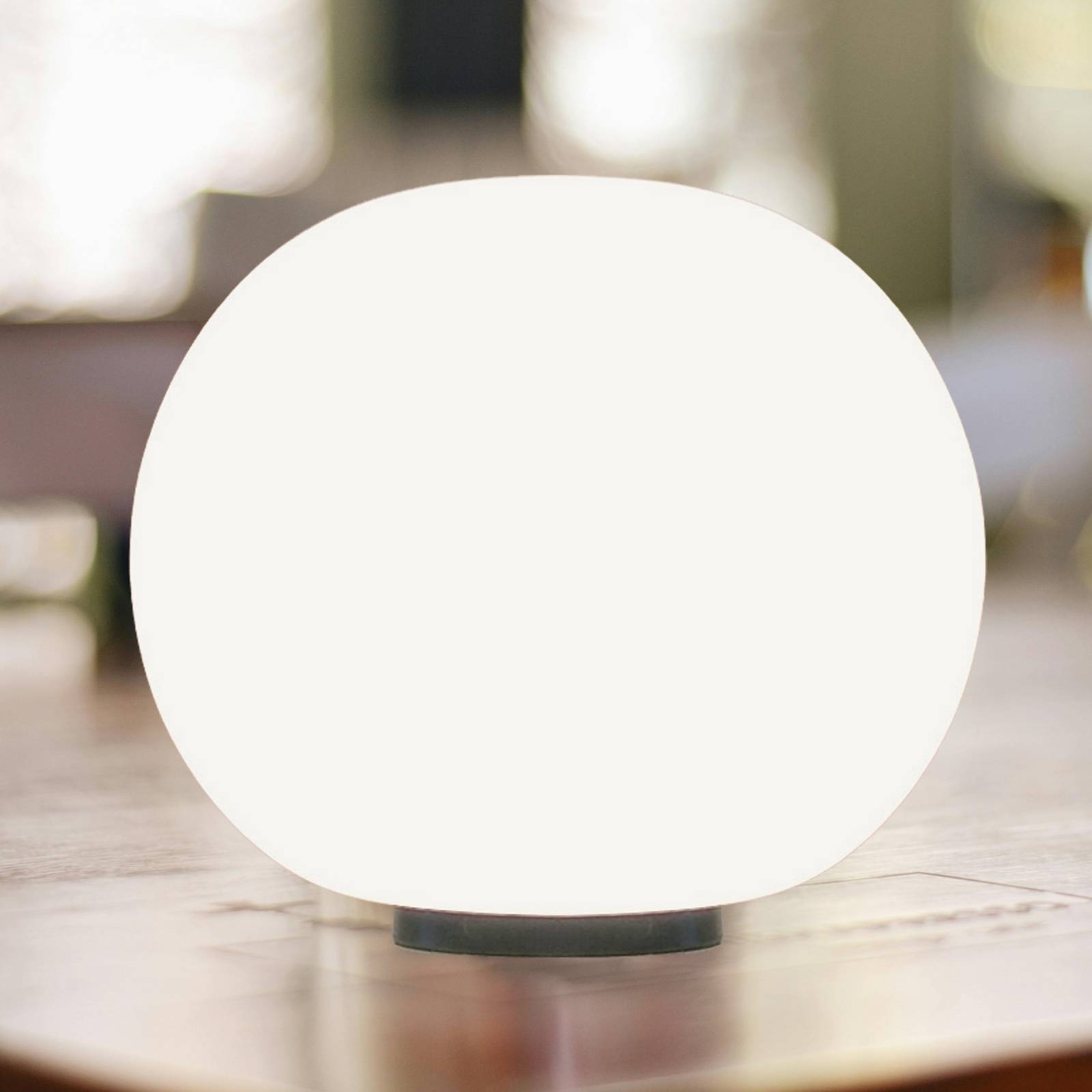 Casablanca bordlampe Acai, hvid/sort, glas, Ø 21 cm, E27
