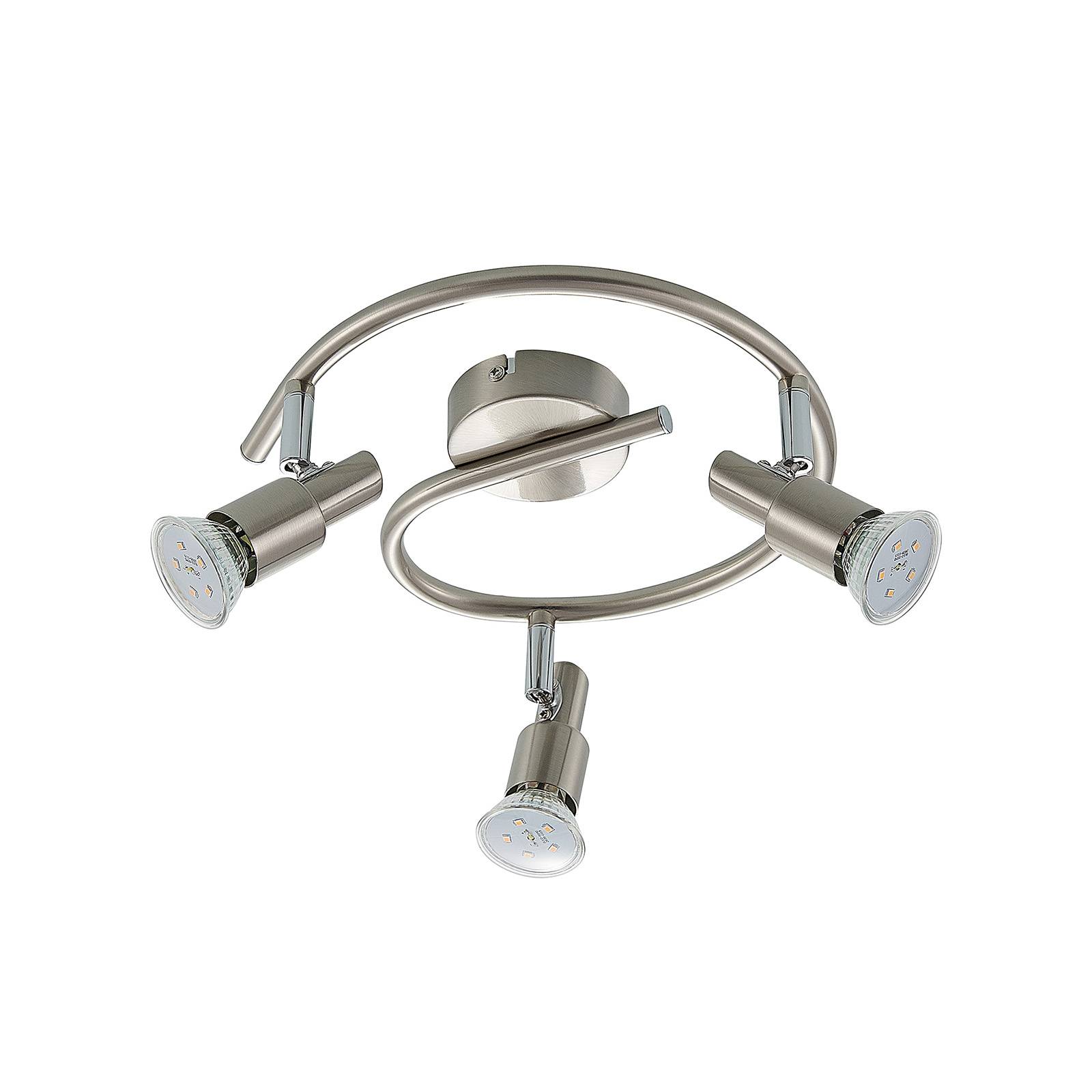 ELC Farida LED ceiling lamp, nickel, 3-bulb - Living / Dining Room - Ceiling Light - Modern - Silver