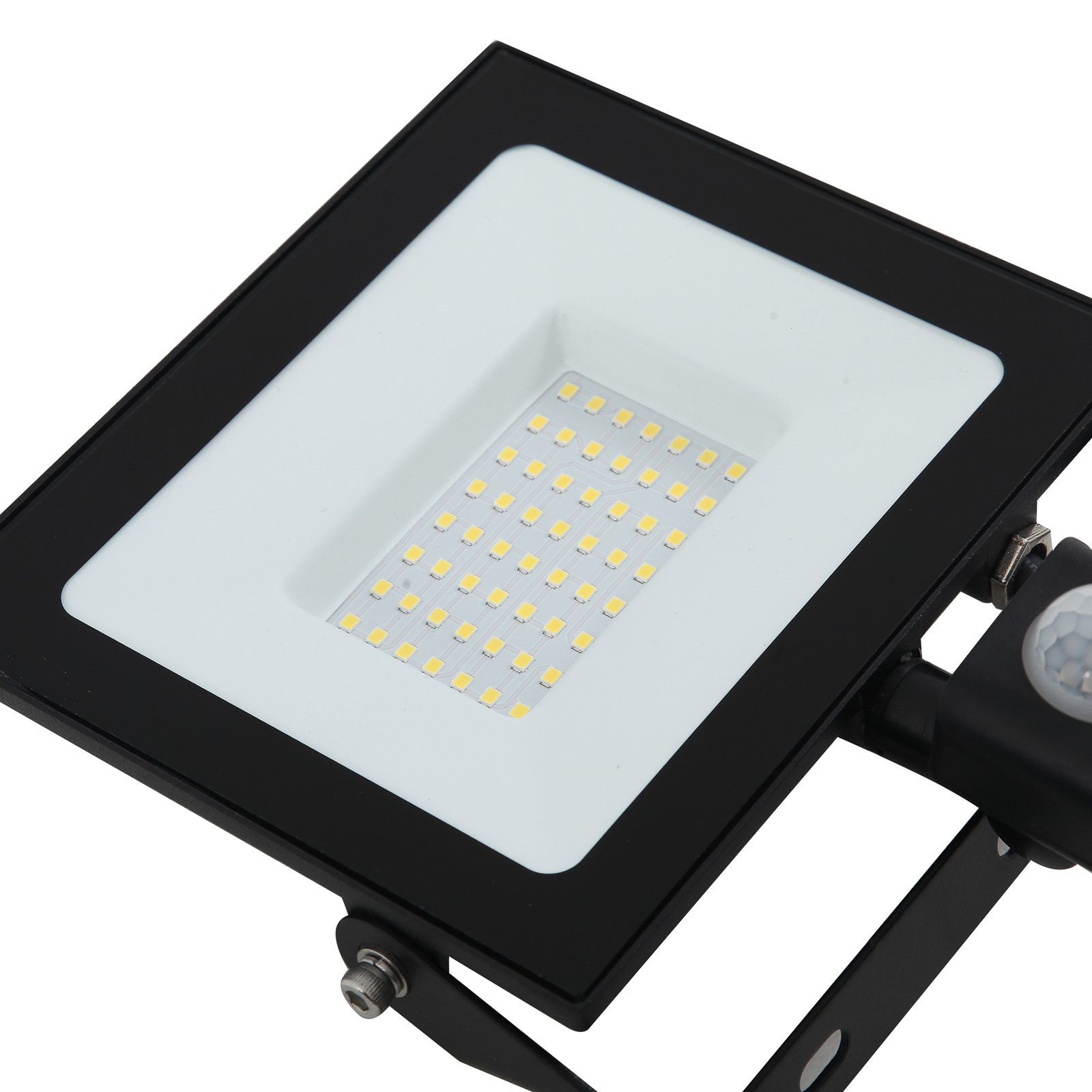Prios LED outdoor spotlight Maikel, 50W, 4000lm, aluminium, sensor