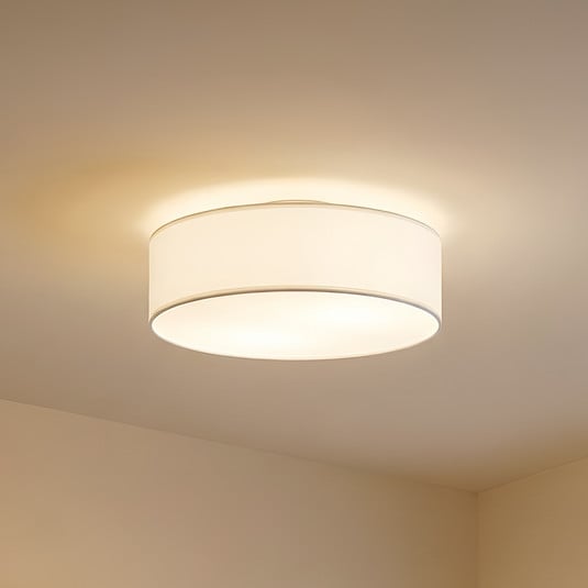 Lampa sufitowa Sebatin, kremowa, Ø40 cm, tkanina, E27 – Lindby