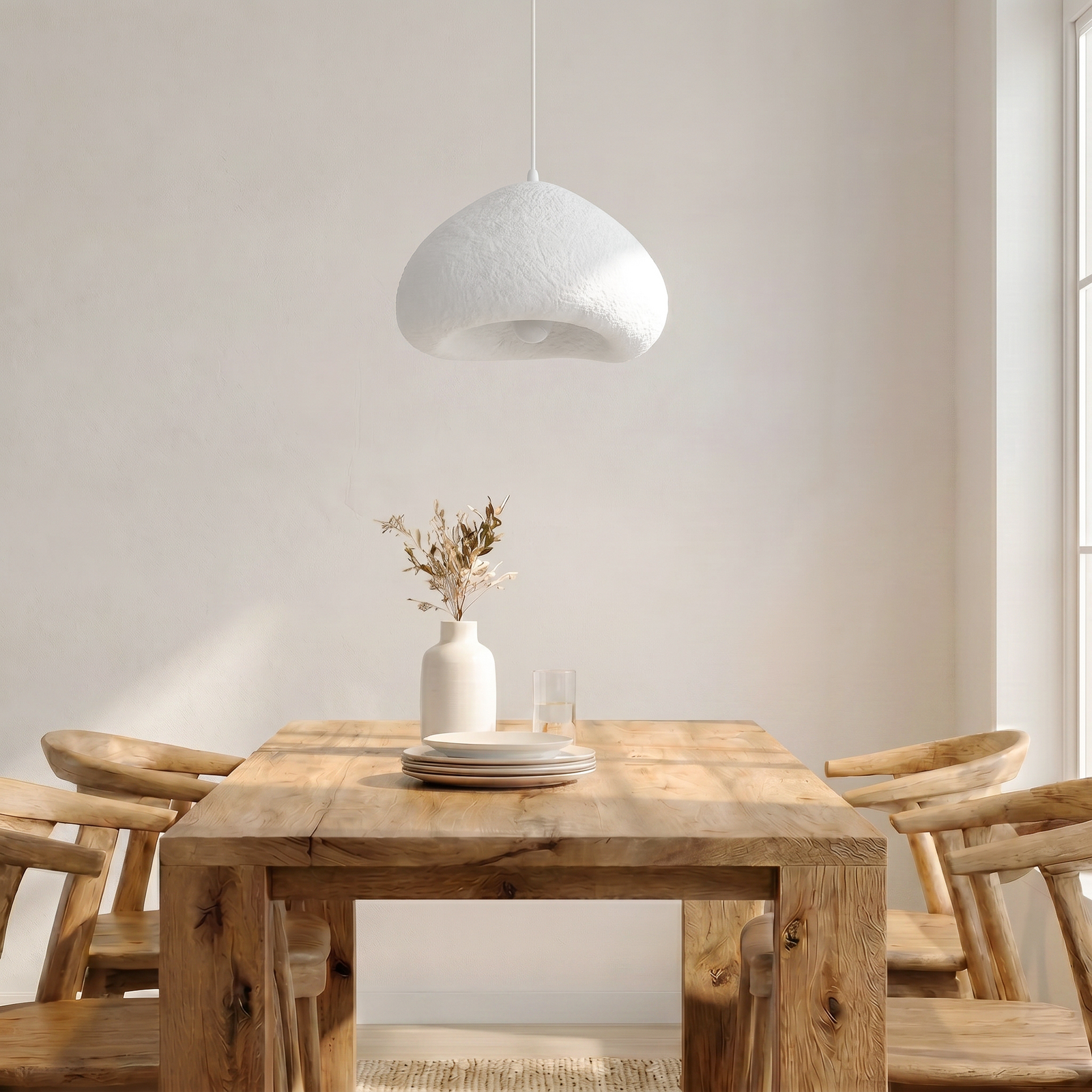 Hanglamp Lora, wit, 40 x 38 cm, glasvezel, E27 Hanglamp Lora, wit, 40 x 38 cm, glasvezel, E27