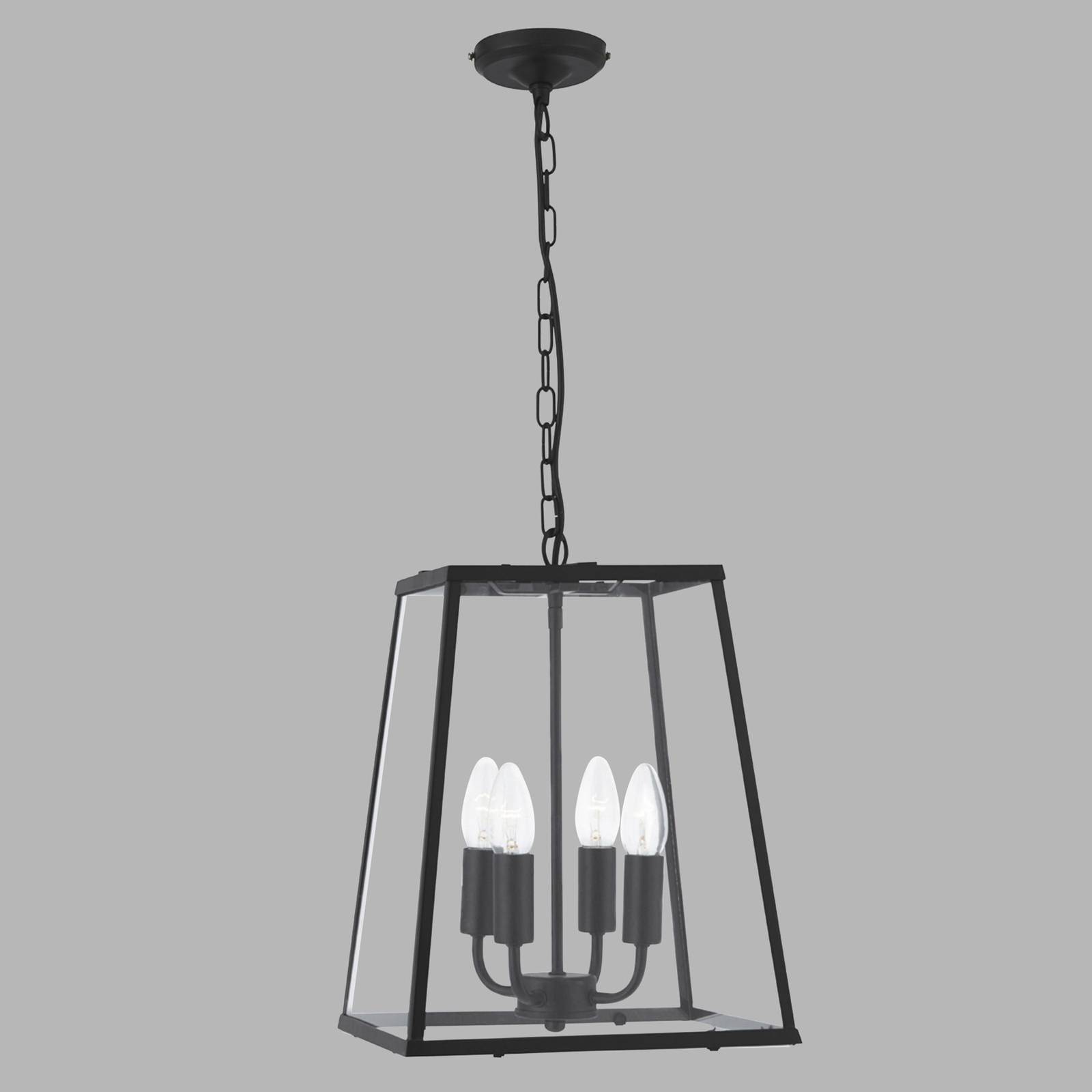 Photos - Chandelier / Lamp Searchlight Lantern hanging light, black, four-bulb 