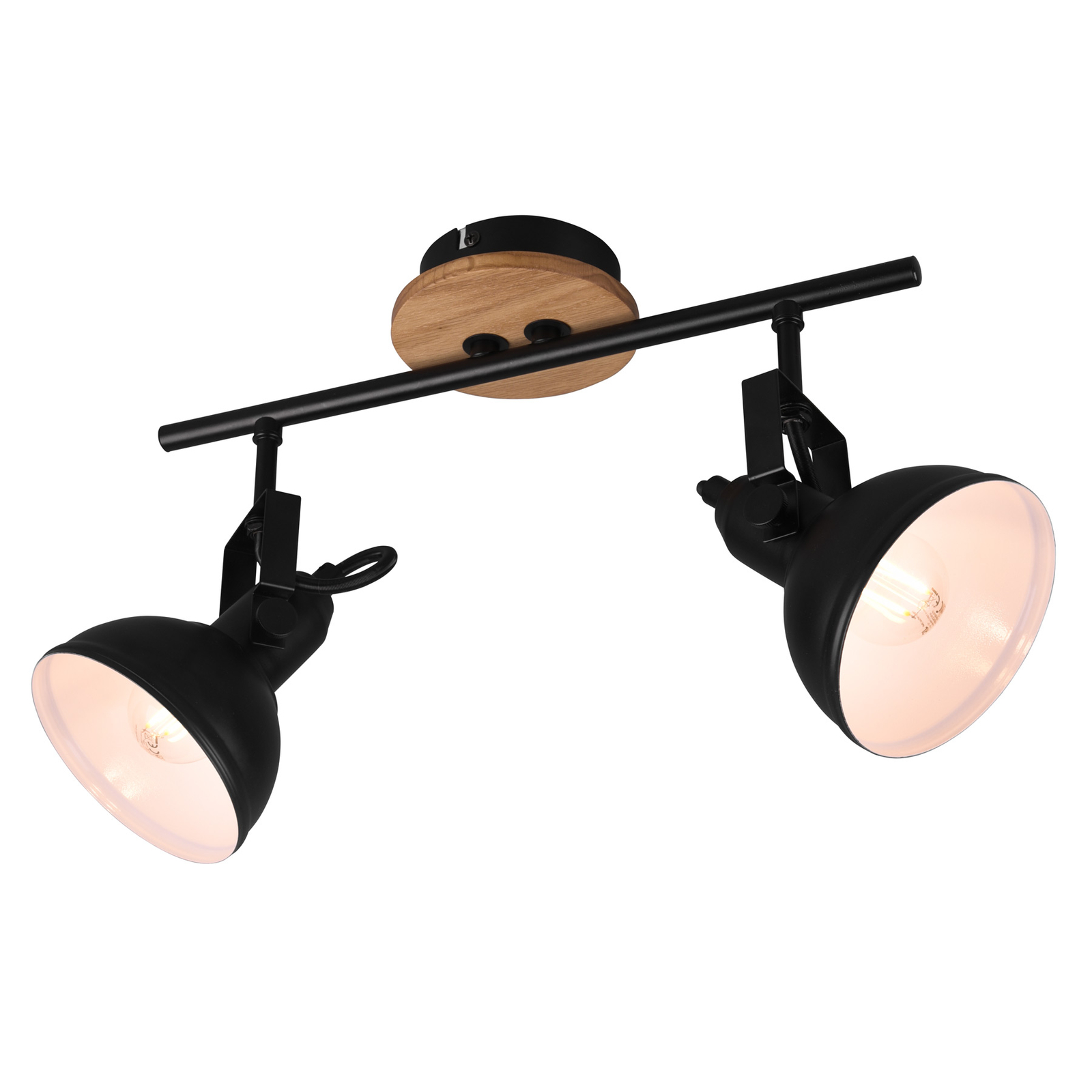 Lindby Trinela spotlight with wood, two-bulb
