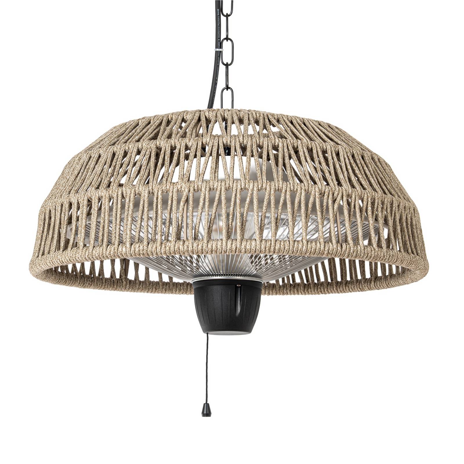 Wiszący promiennik grzewczy Lucande Calenza, beżowy, Ø 50 cm, 1 500 W