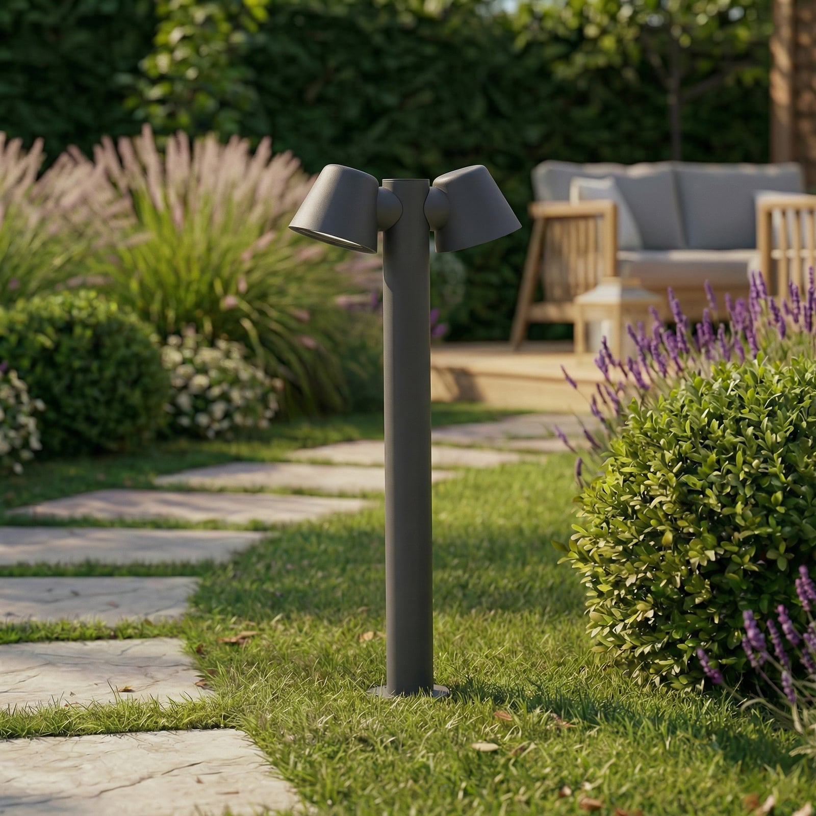 Ileyna Wegeleuchte, 2-flammig, anthrazit, 100 cm - Lindby